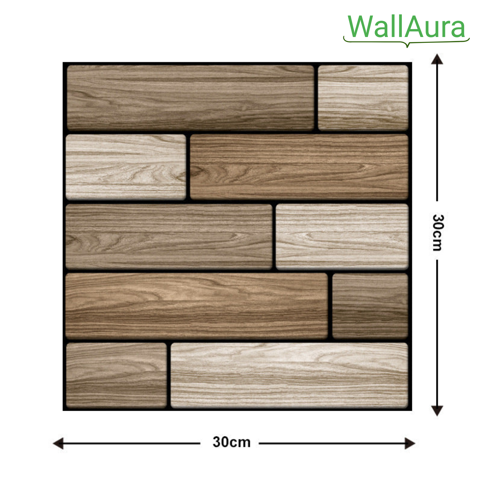 WallAura™ 4er Set 3D Wandfliesen Selbstklebend 30x30 cm