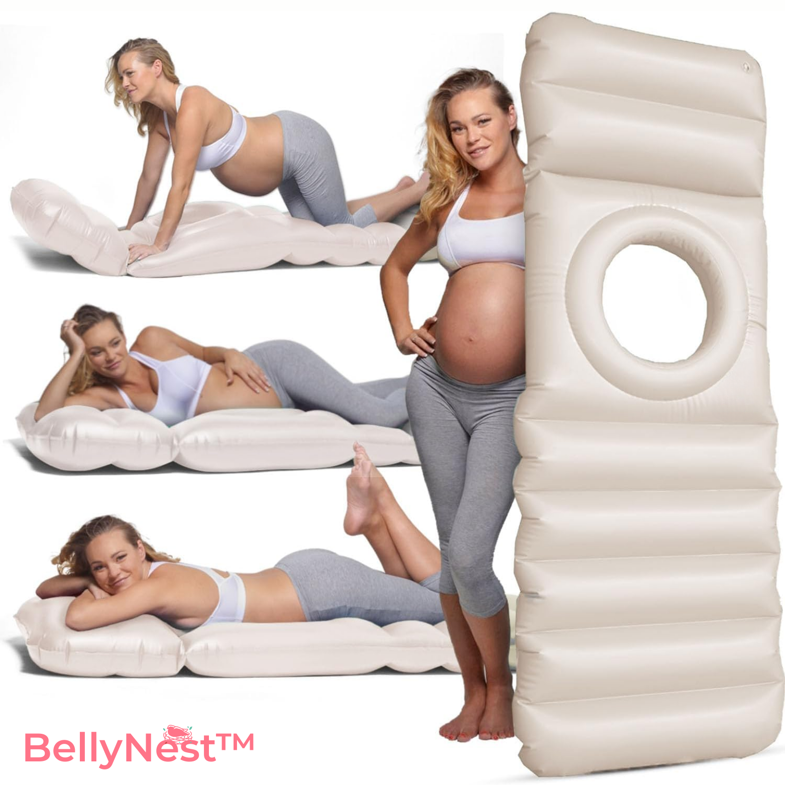 BellyNest™ Aufblasbares Schwangerschaftskissen mit Bauchloch