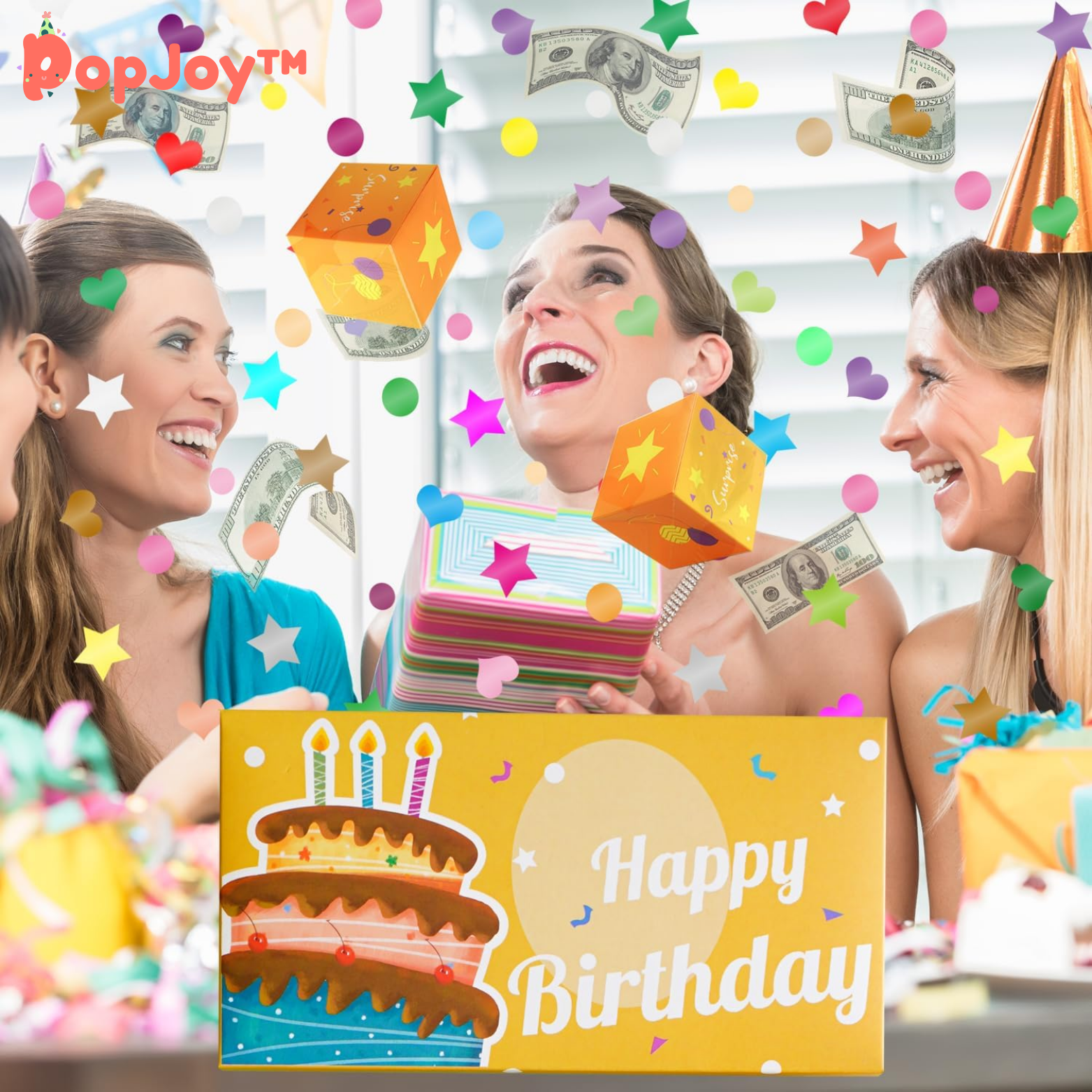 PopJoy™ Pop-Up Geburtstagskarte mit Konfetti