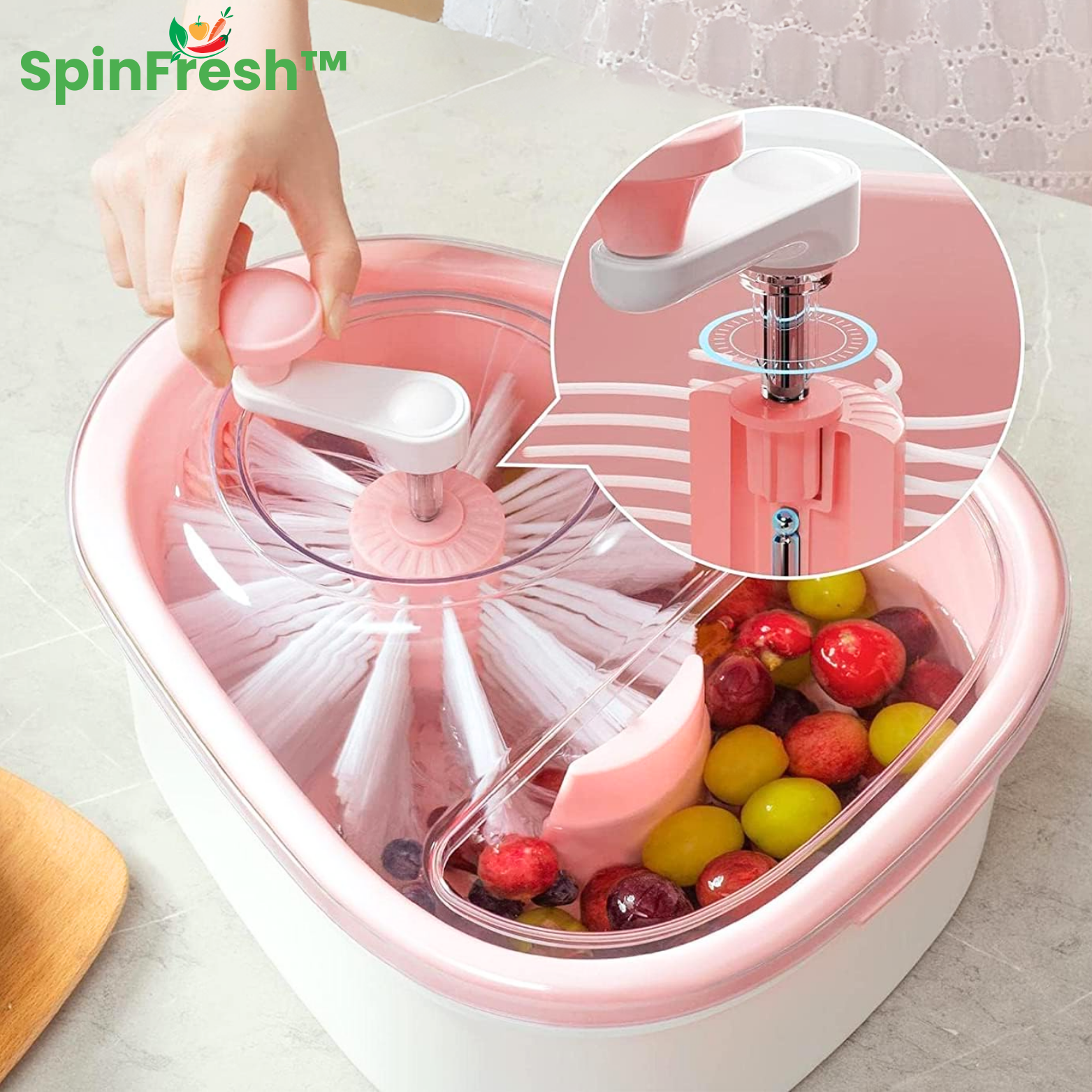 SpinFresh™ Obst- und Gemüsewaschspinner mit Selbstentwässerung