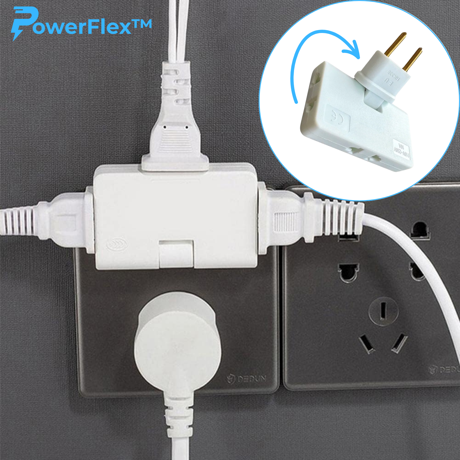 PowerFlex™ 3-in-1 Drehbare Steckdose