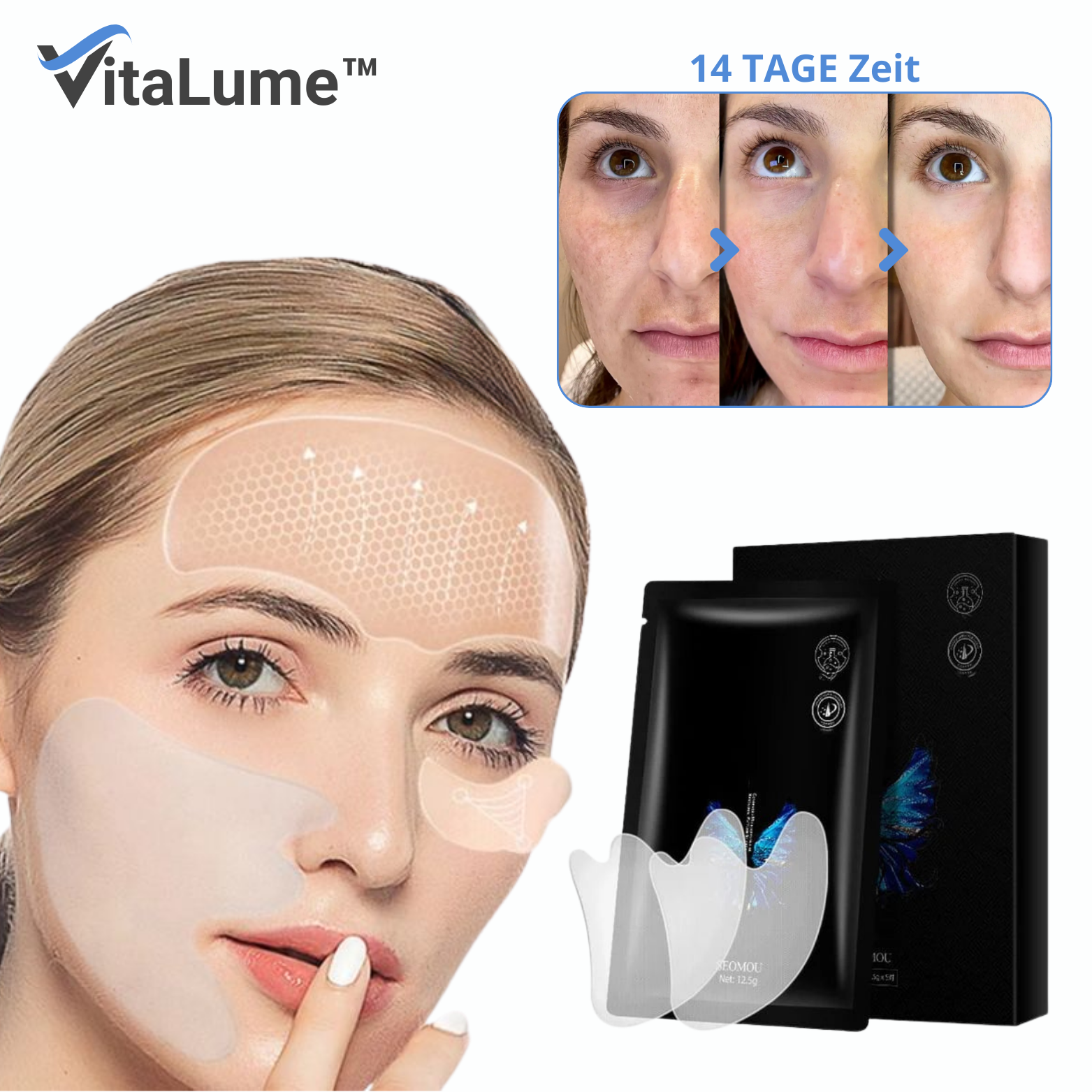 1+1 GRATIS | VitaLume™ Falten Patches – Microkristall und Hyaluronsäure