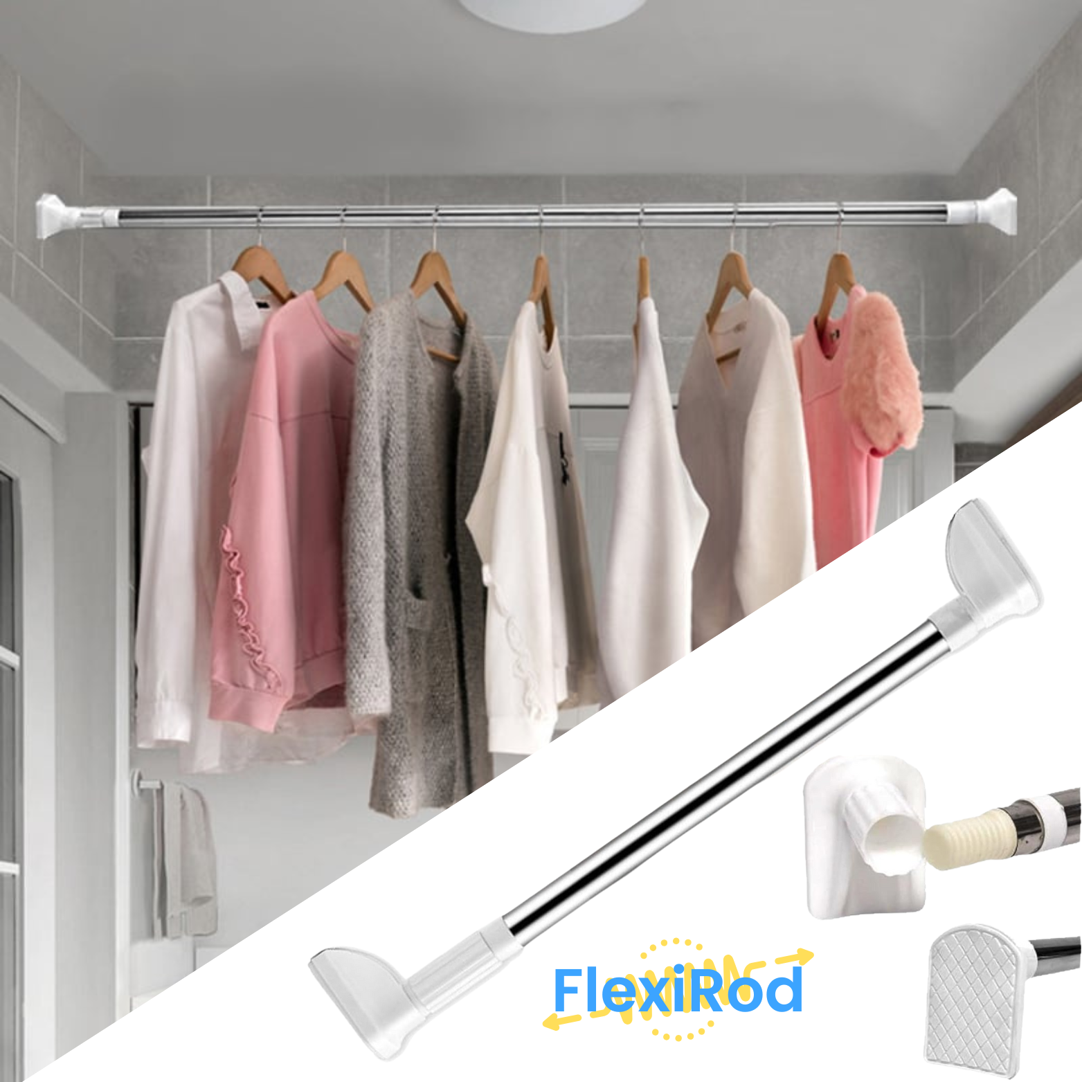 FlexiRod™ Teleskopstange ohne Bohren