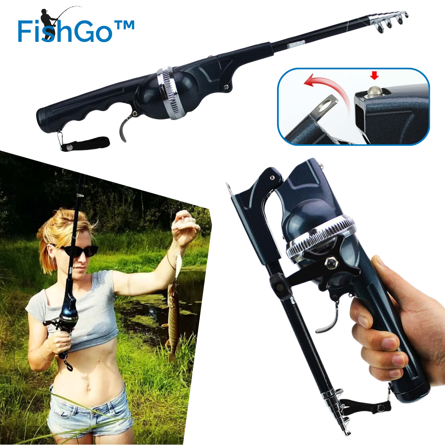 FishGo™ Teleskop Angelrute – Klappbar, Fiberglas