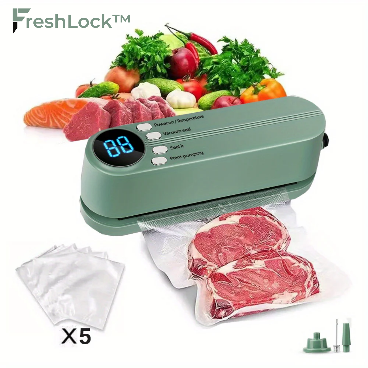 FreshLock™ Mini Vakuumiergerät 7-in-1 mit Beuteln