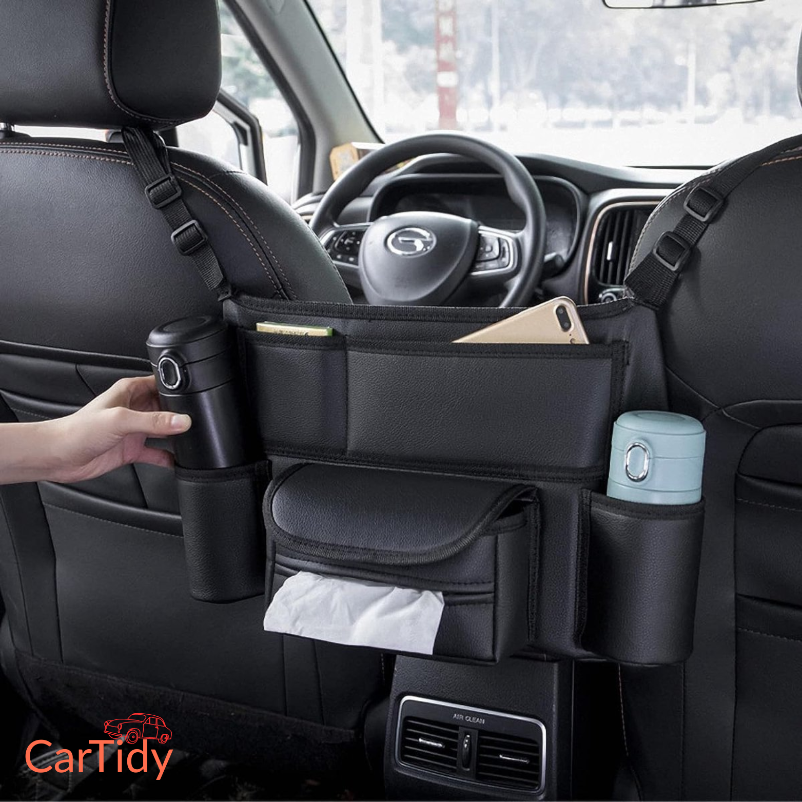 CarTidy Autositz Organizer – Handtaschenhalter & Aufbewahrung