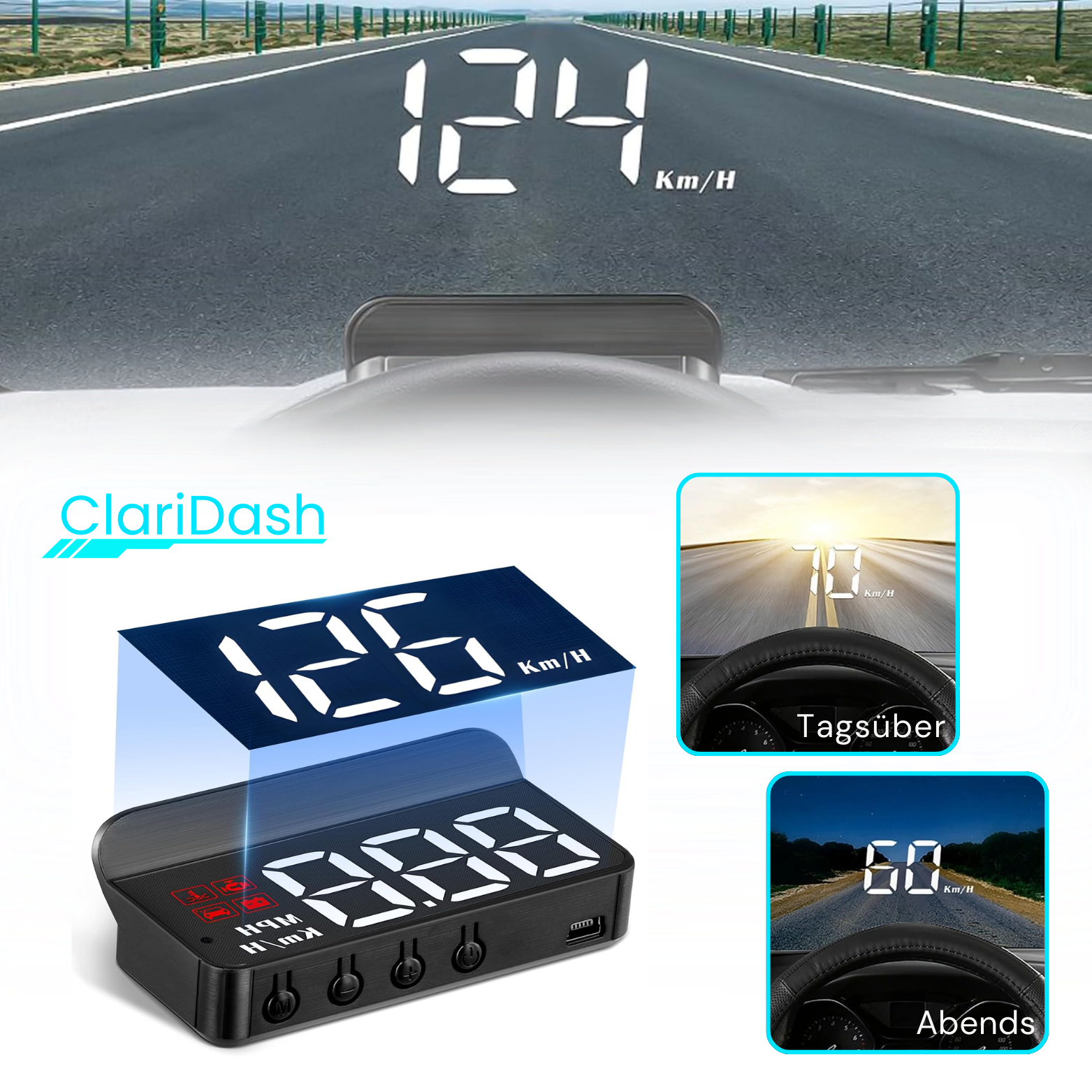 ClariDash GPS Geschwindigkeitsmesser mit HUD-Display – OBD Unterstützung