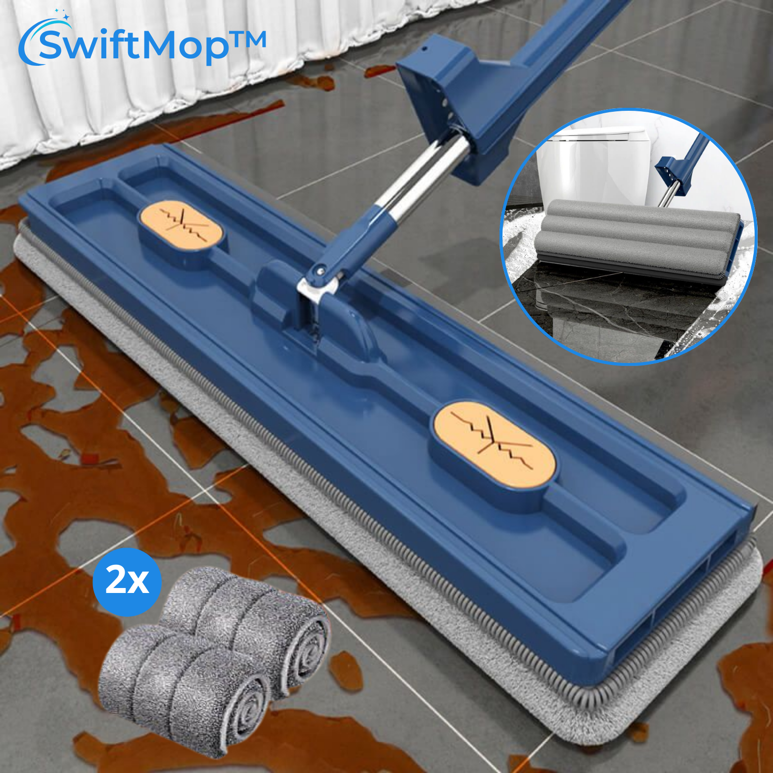 SwiftMop™ 360° Bodenwischer mit Auswringfunktion & Microfaser-Pads