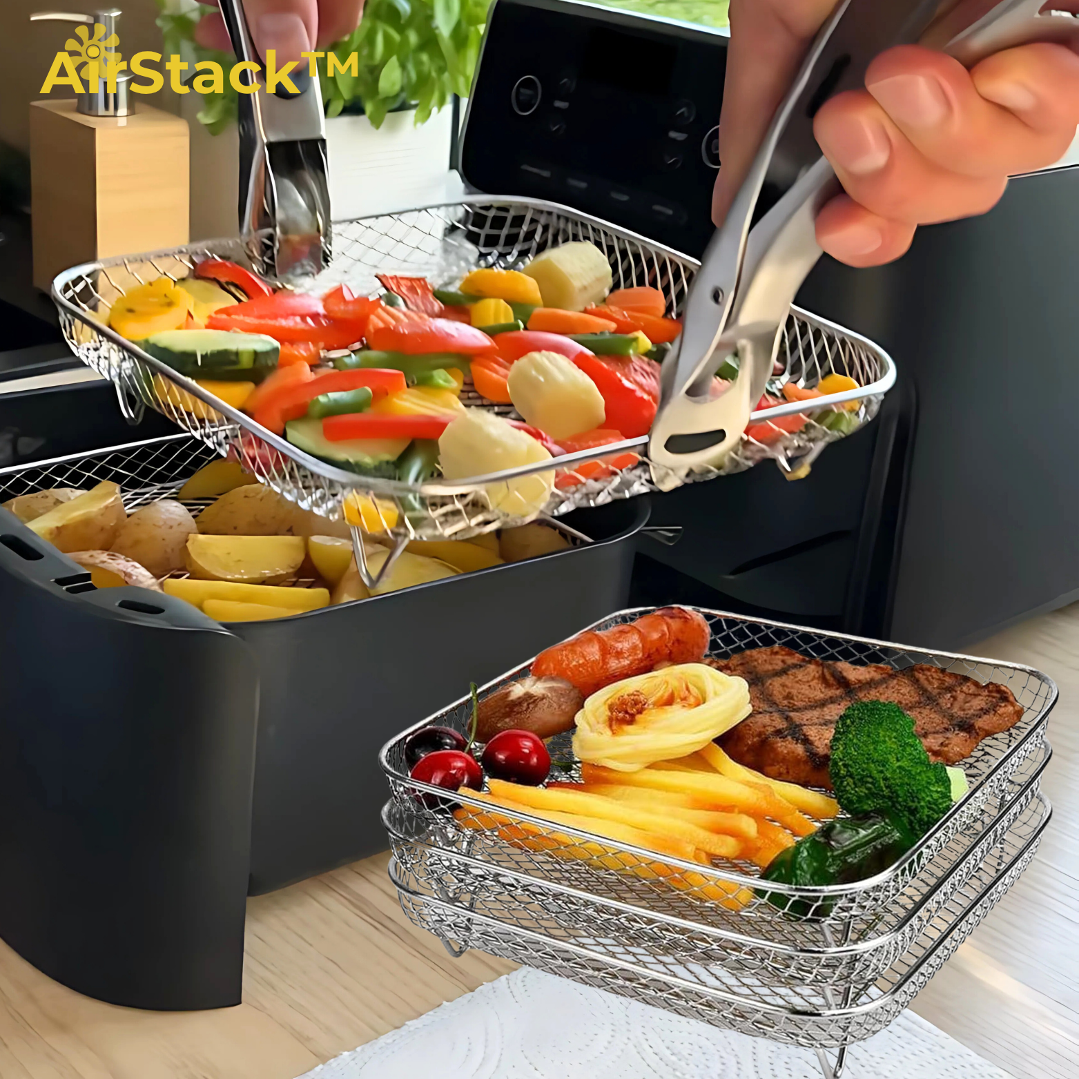 AirStack™ Stapelbares Grillrost für Heißluftfritteusen