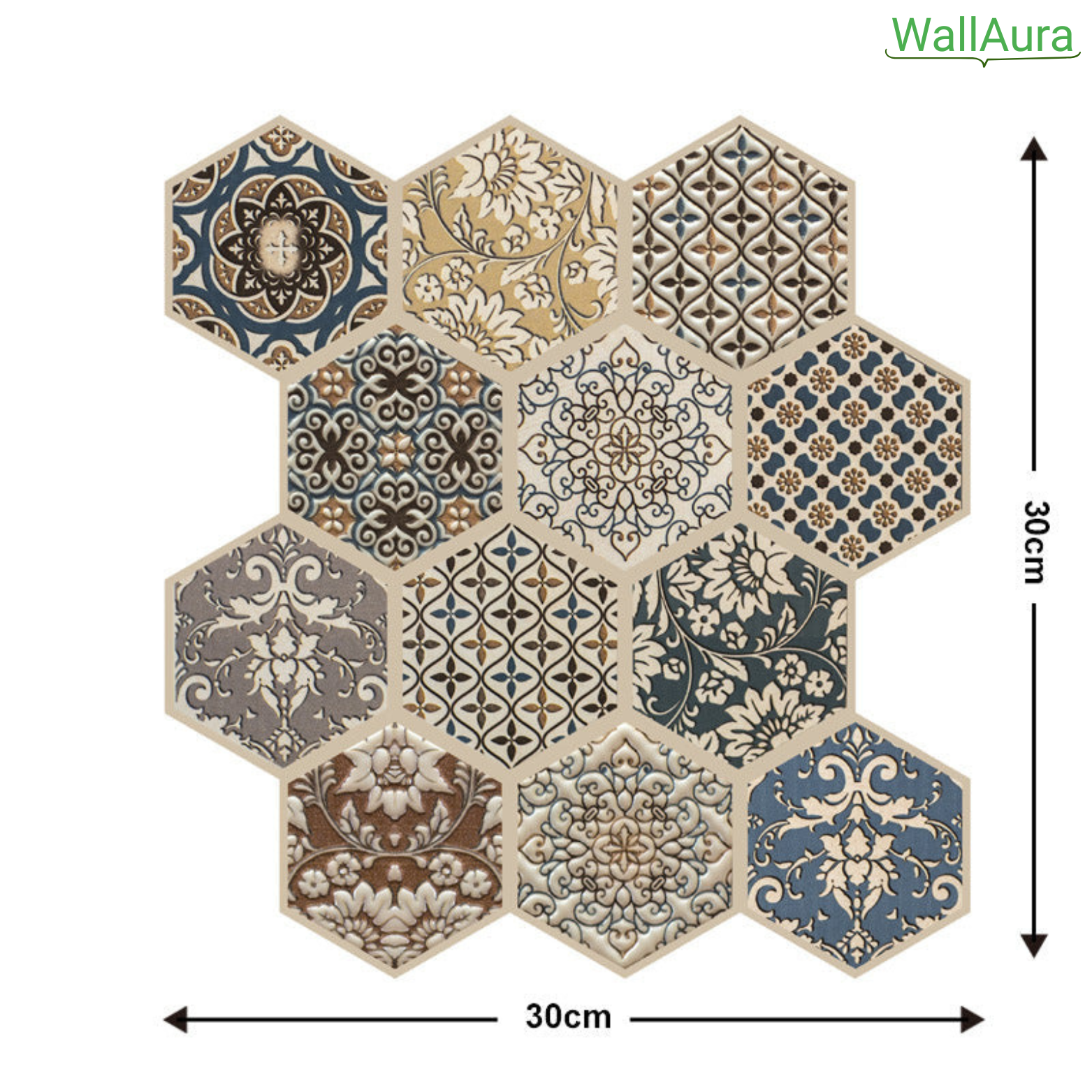 WallAura™ 4er Set 3D Wandfliesen Selbstklebend 30x30 cm