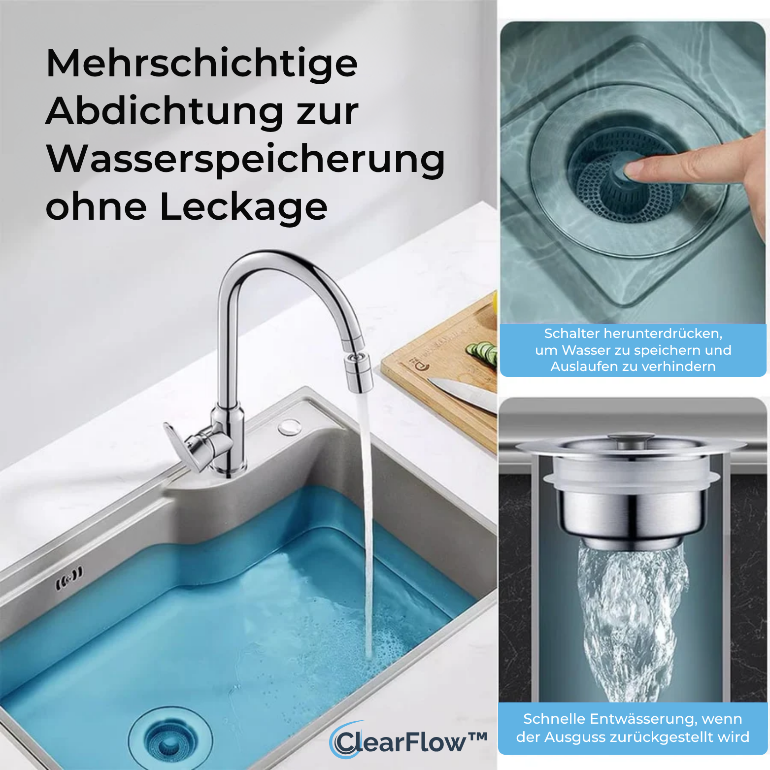 ClearFlow™ Edelstahl Abflusssieb