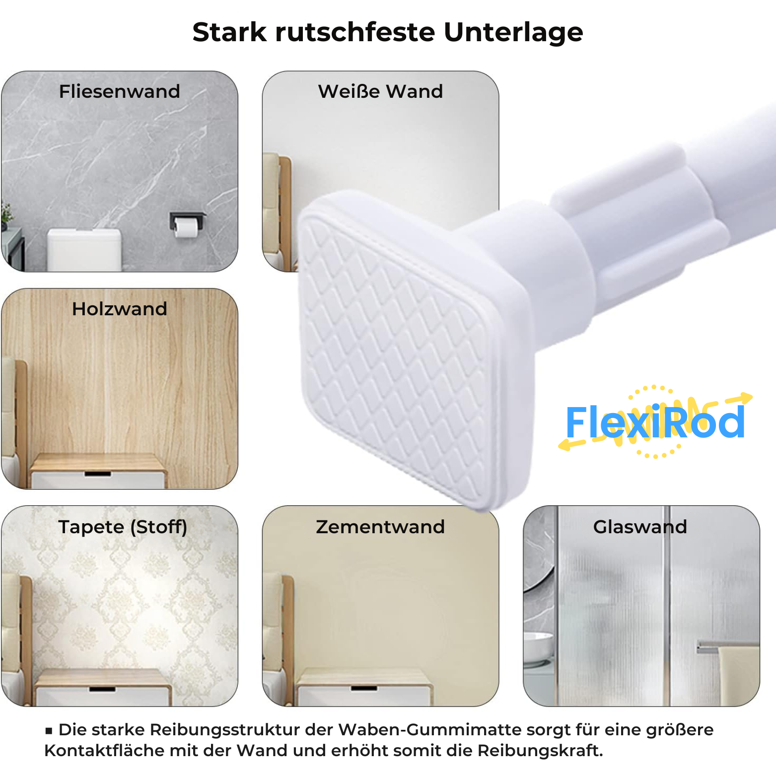 FlexiRod™ Teleskopstange ohne Bohren