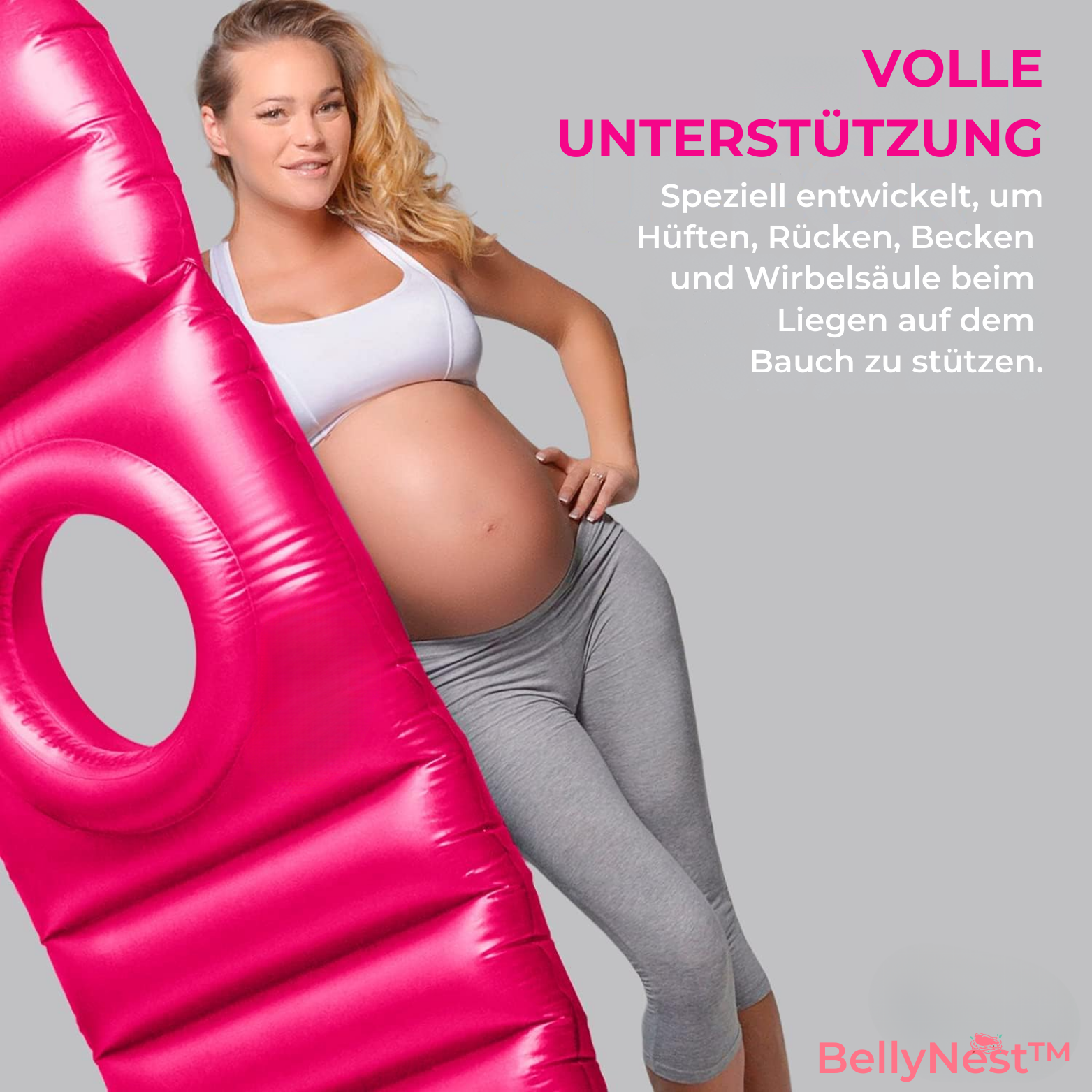 BellyNest™ Aufblasbares Schwangerschaftskissen mit Bauchloch