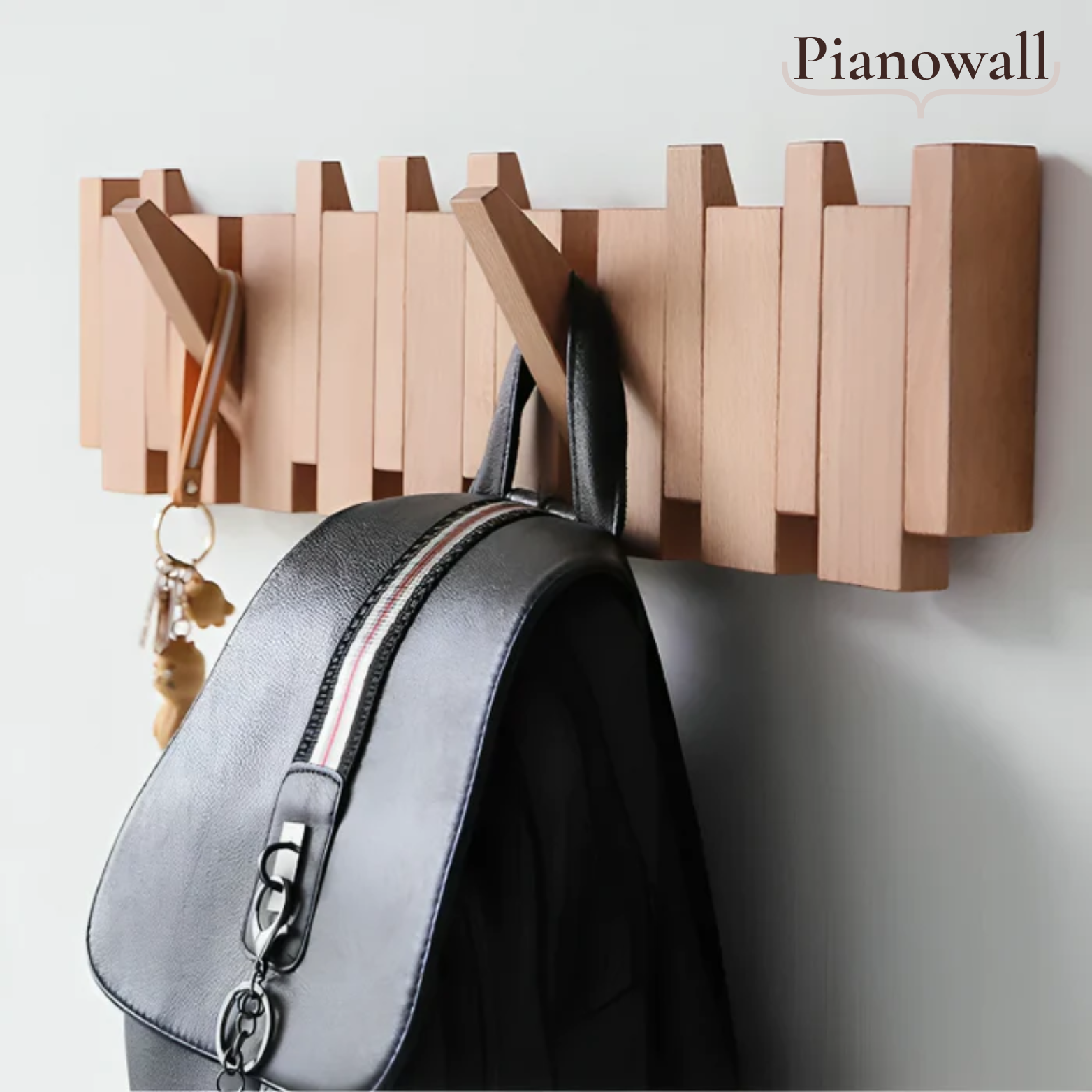 Pianowall Klappbare Wandgarderobe aus Naturholz