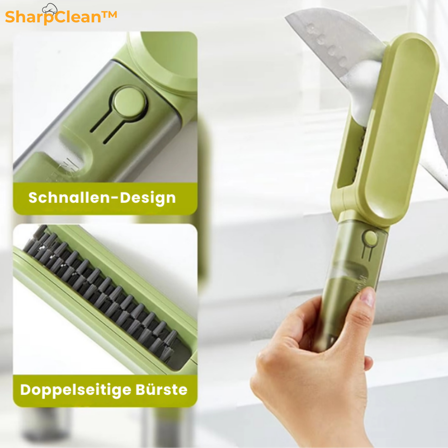 SharpClean™ Messer und Besteck Bürste 3-in-1