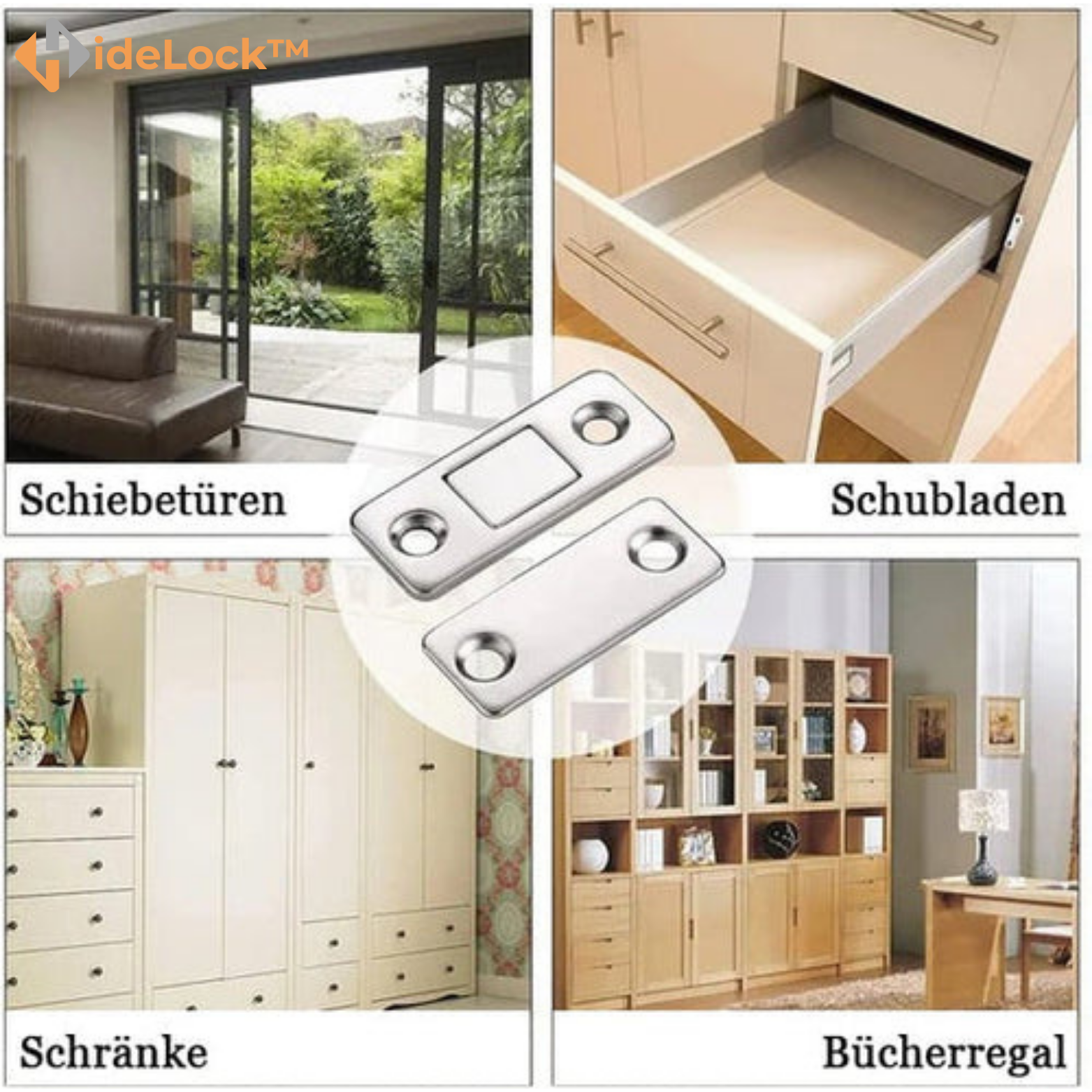 2+2 GRATIS | HideLock™ Ultradünne Unsichtbare Schranktürmagnete