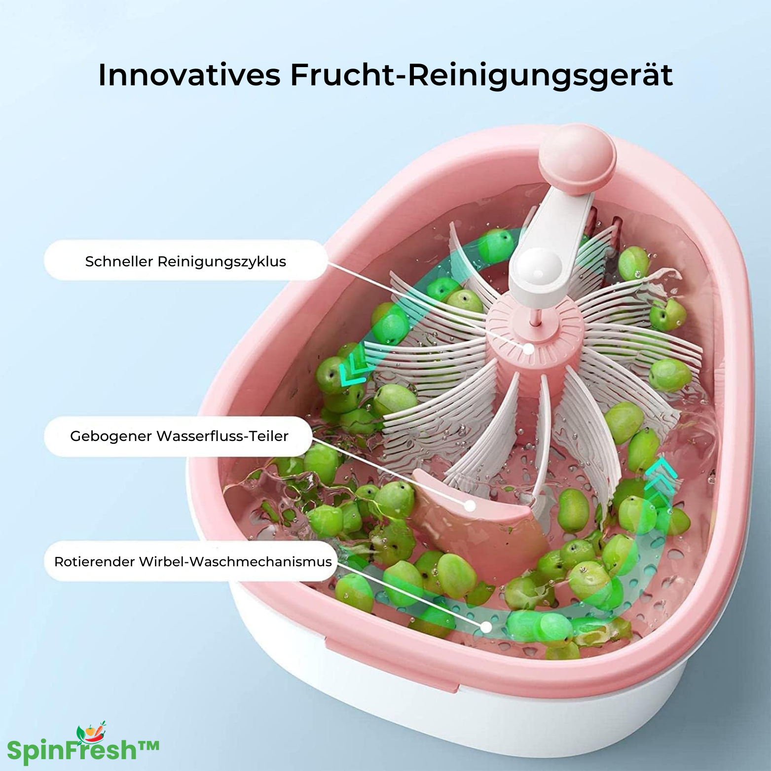 SpinFresh™ Obst- und Gemüsewaschspinner mit Selbstentwässerung