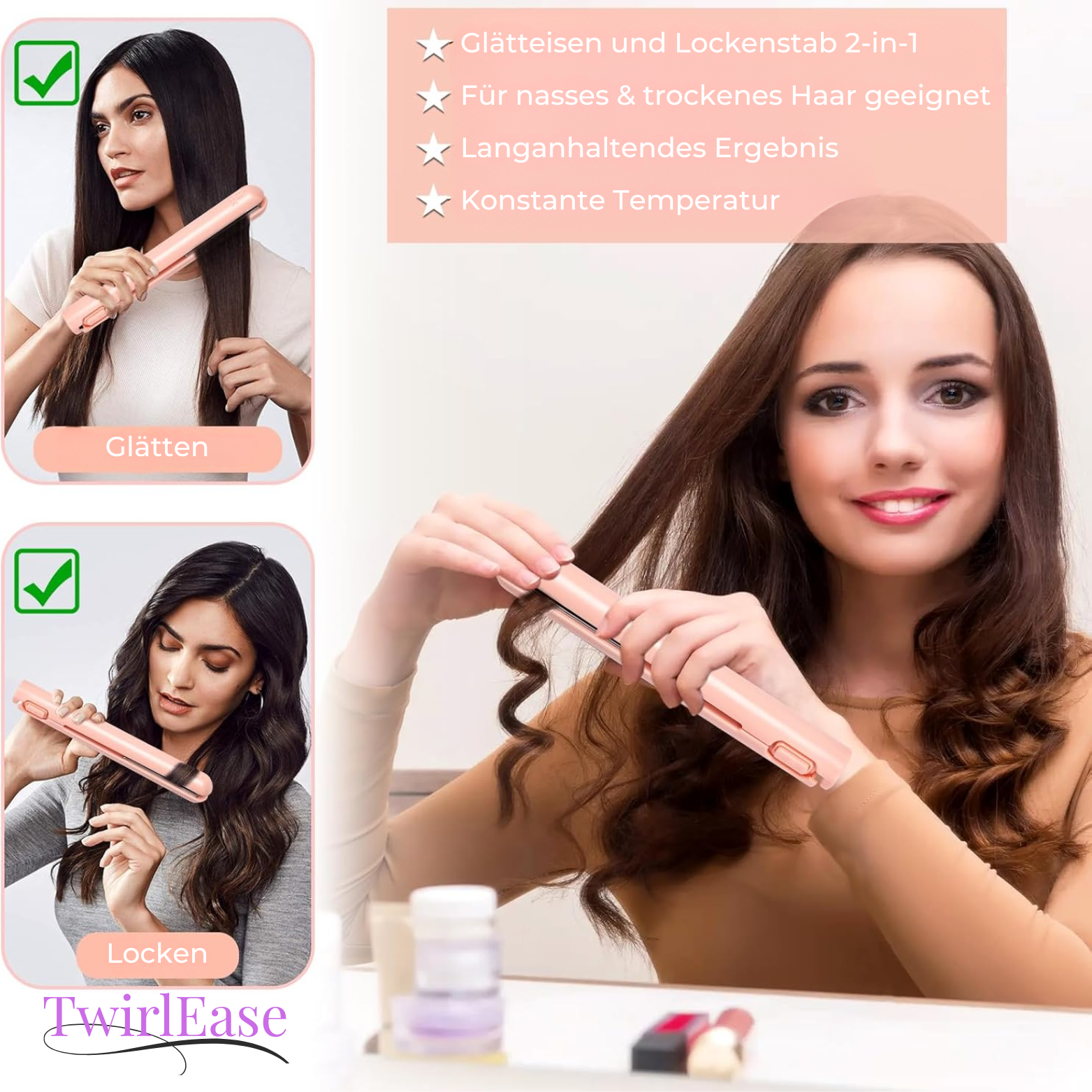 TwirlEase USB Mini Lockenstab & Glätteisen