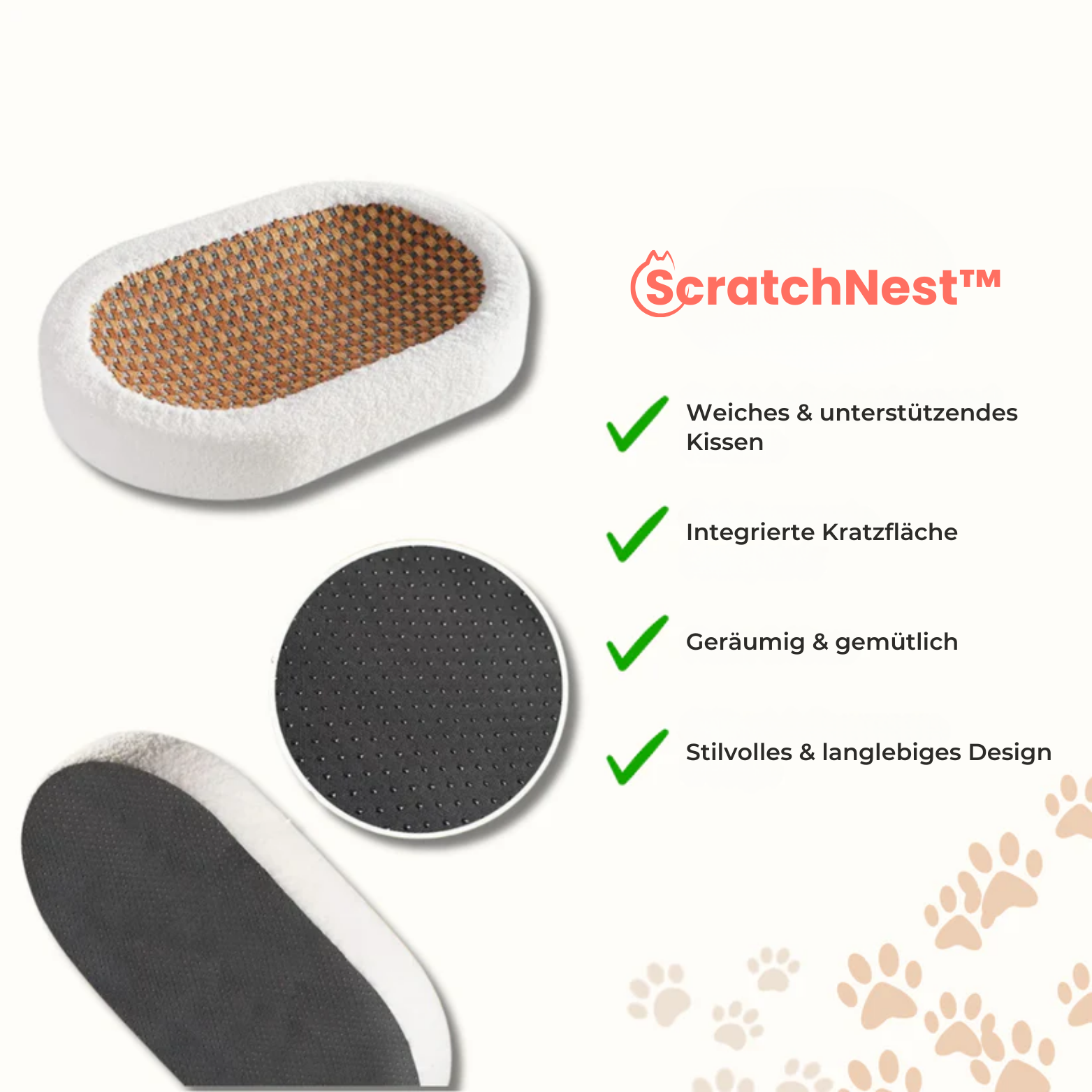 ScratchNest™ Plüsch Katzenkorb mit Kratzfläche