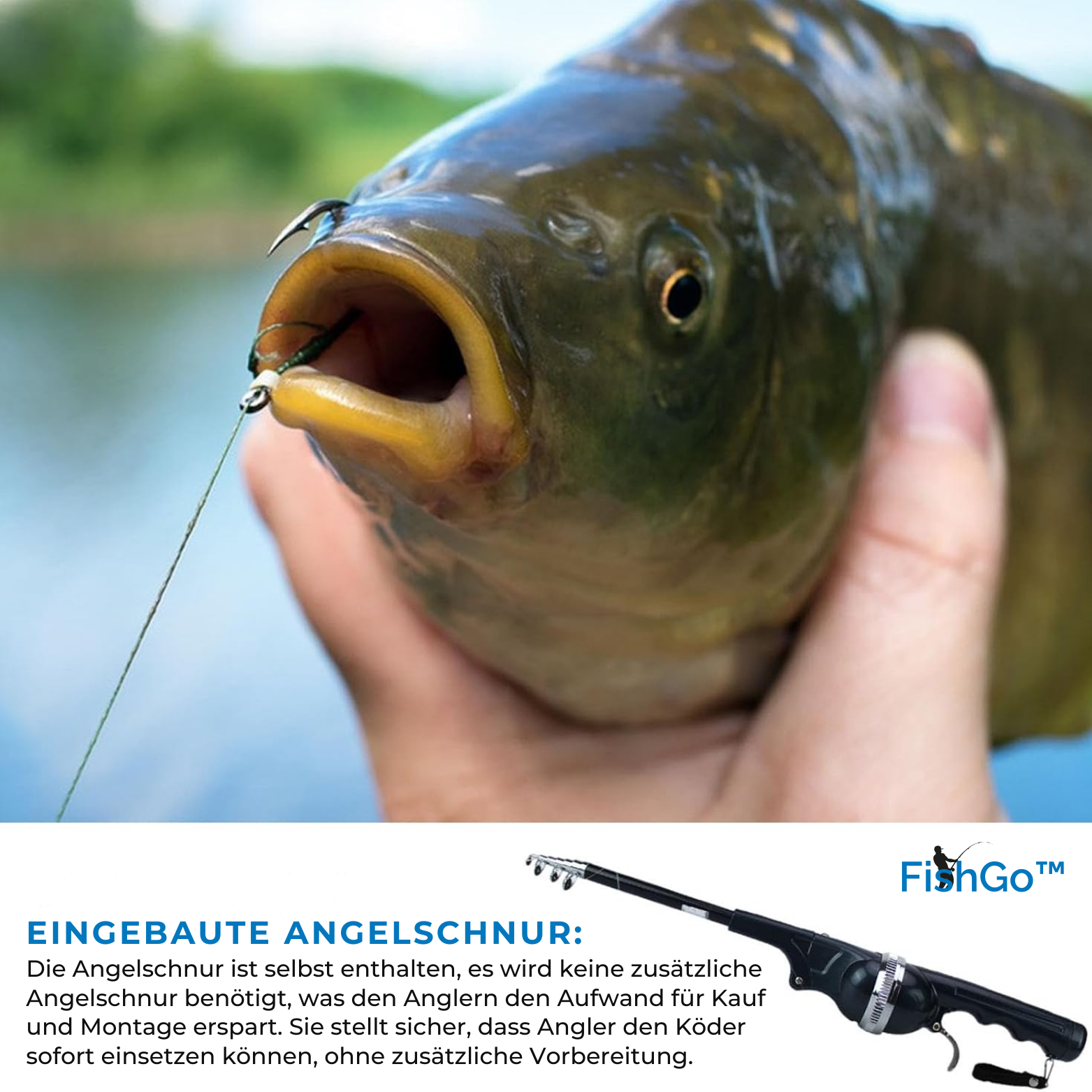 FishGo™ Teleskop Angelrute – Klappbar, Fiberglas