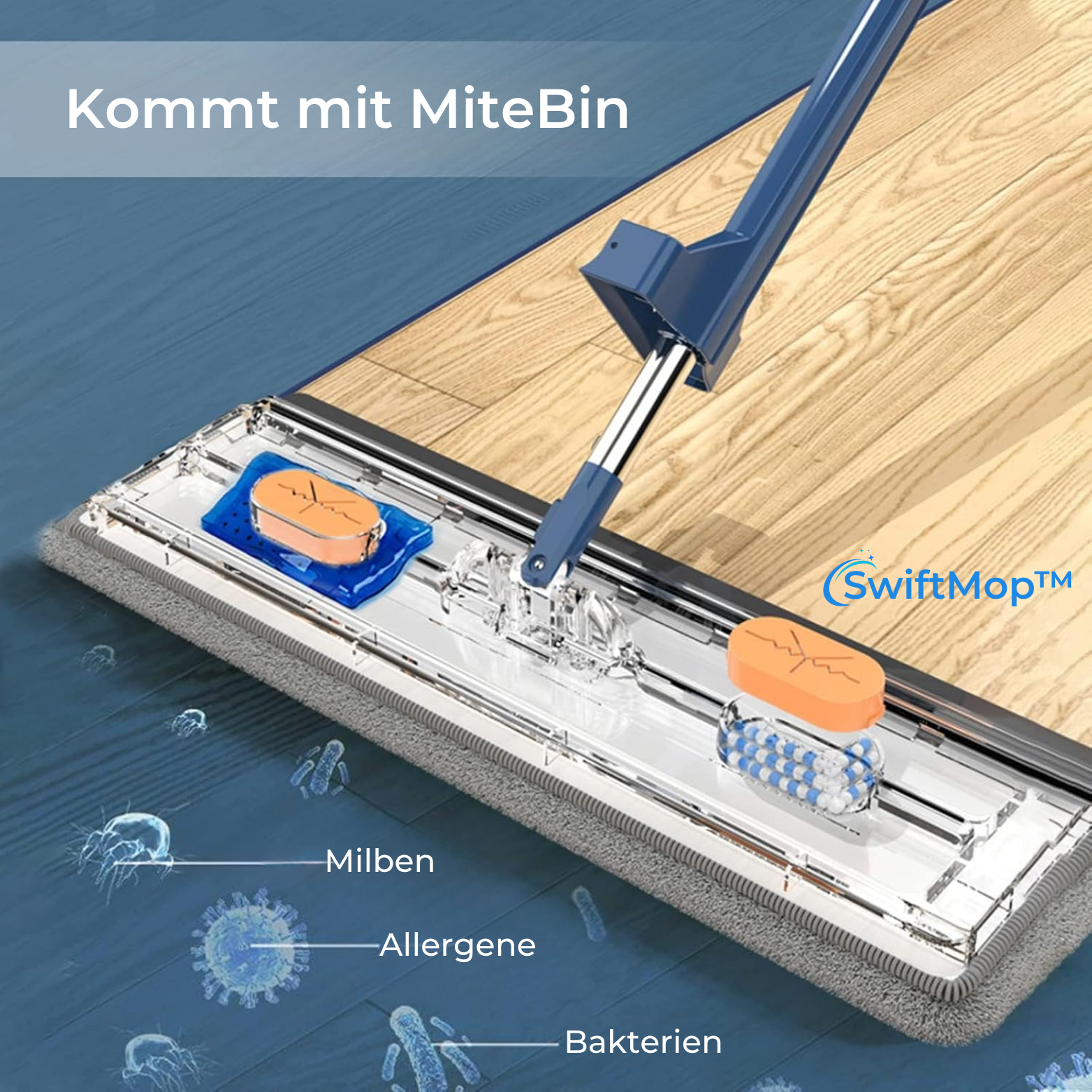 SwiftMop™ 360° Bodenwischer mit Auswringfunktion & Microfaser-Pads