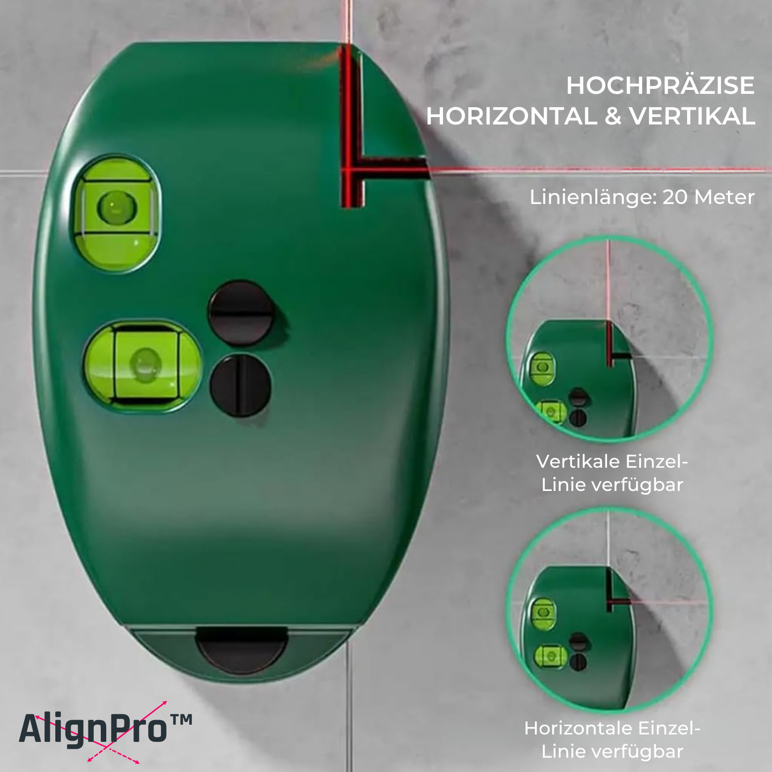 AlignPro™ Kreuzlinienlaser mit Rotlicht