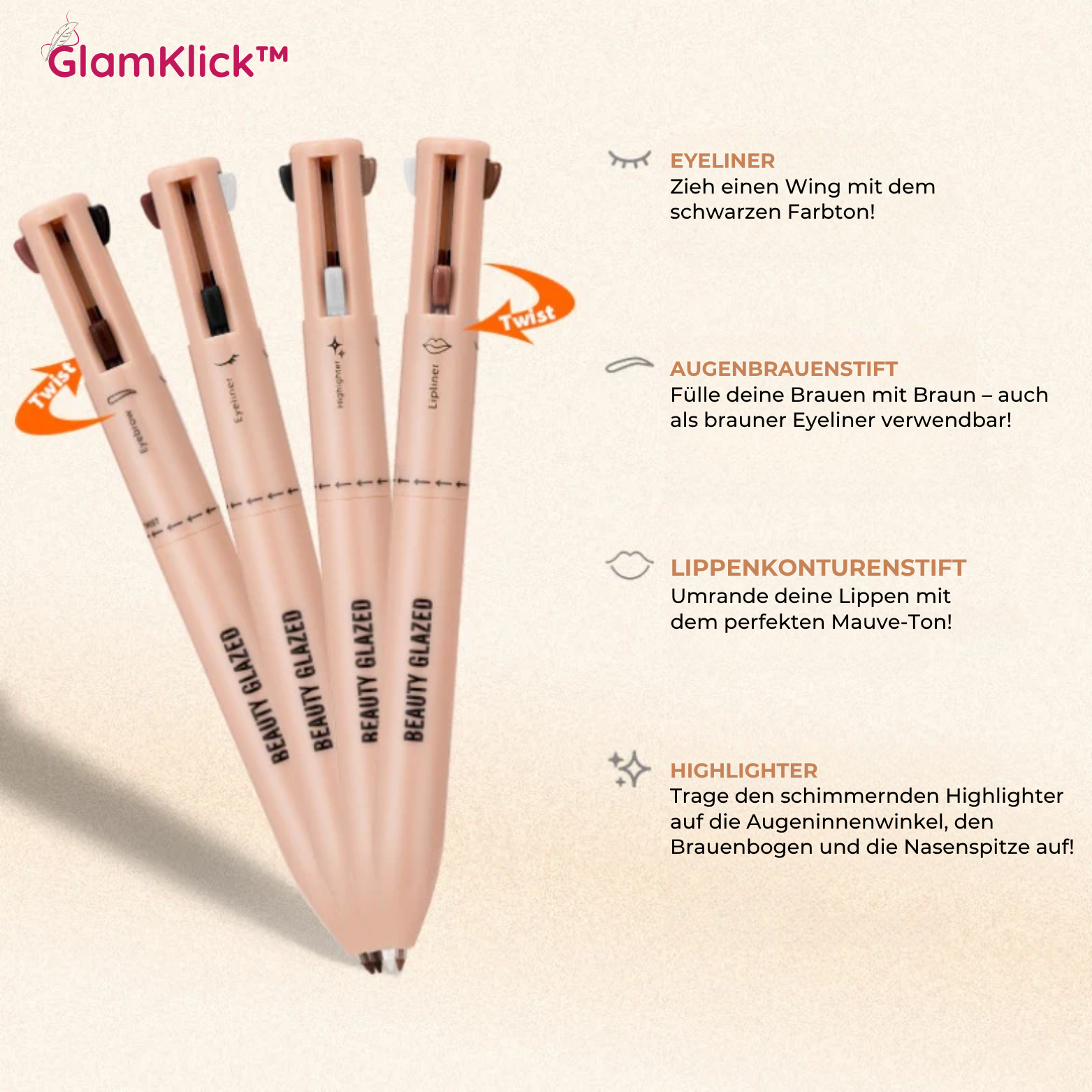 GlamKlick™ 4-in-1 Make-up Stift