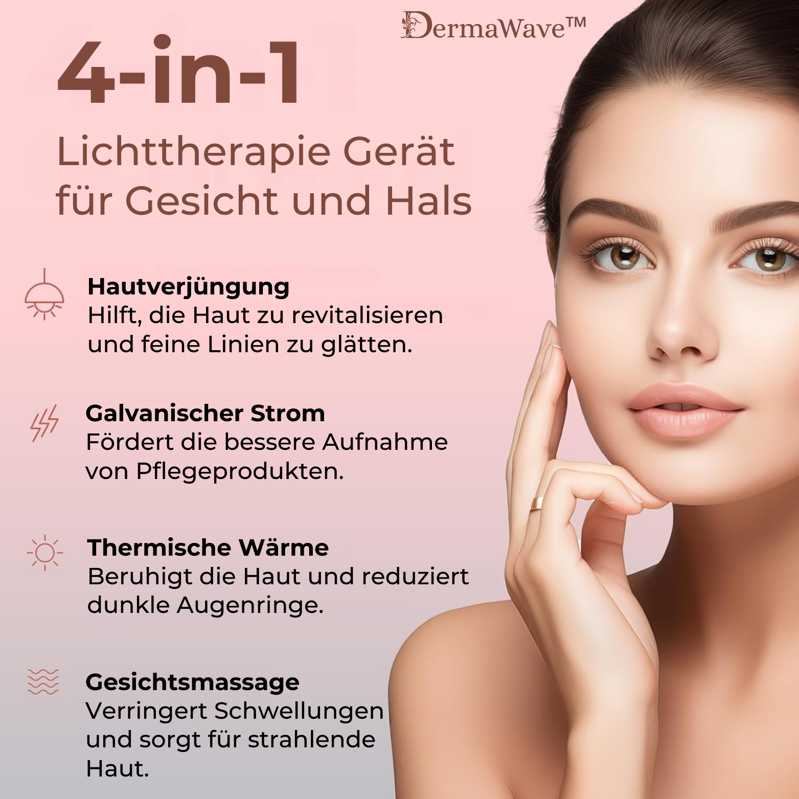 DermaWave™ 4-in-1 Lichttherapie Gerät für Gesicht und Hals