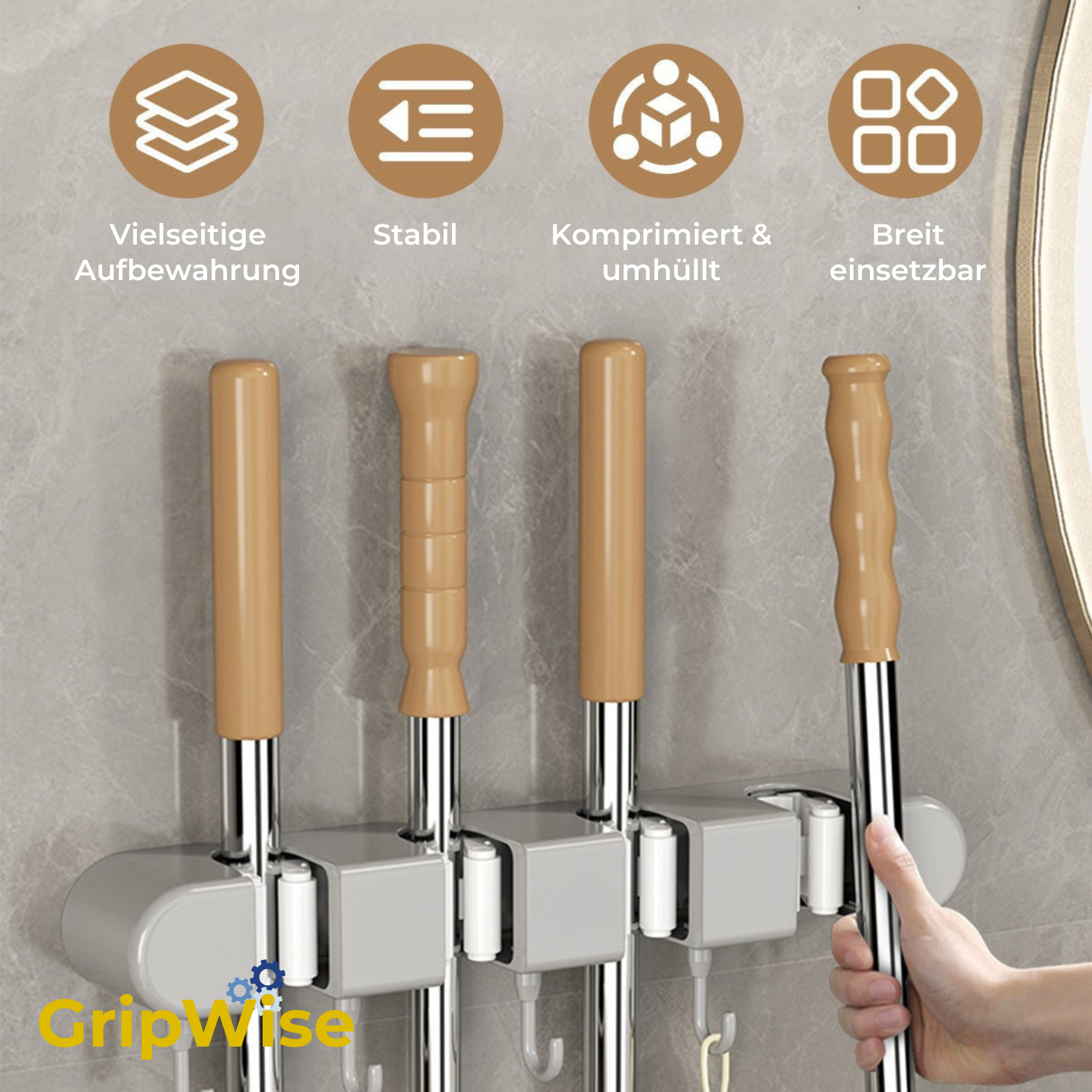 GripWise Besenhalter Wand