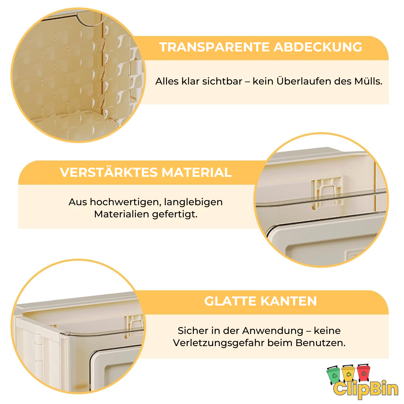ClipBin Wand-Mülleimer mit Deckel