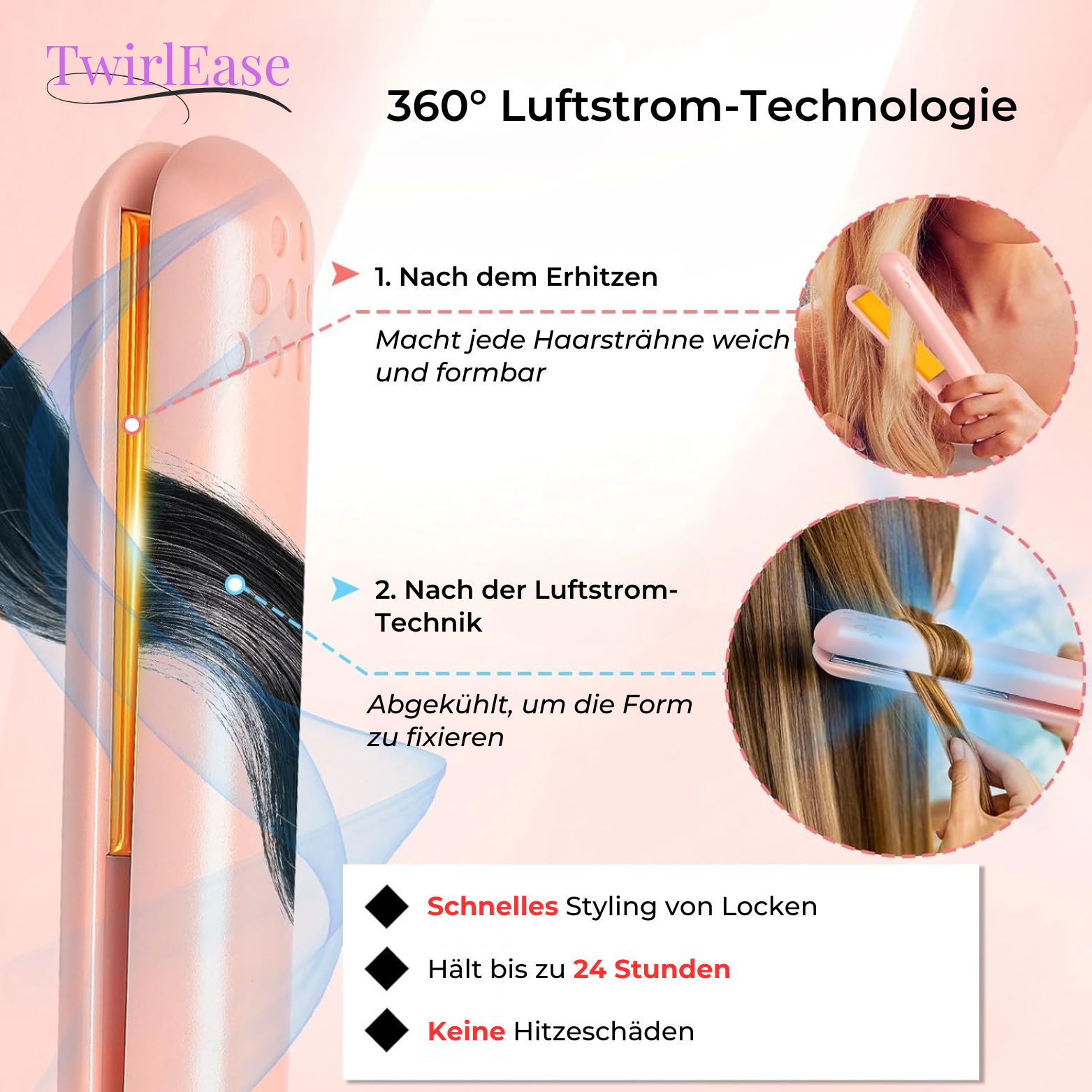 TwirlEase USB Mini Lockenstab & Glätteisen