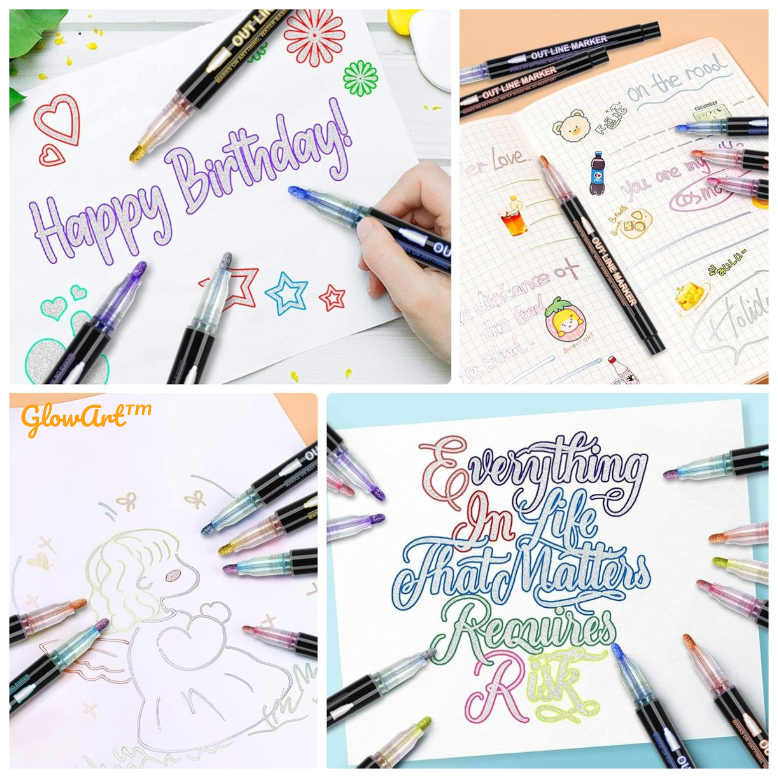 GlowArt™ Glitzer Marker – 12 Farben