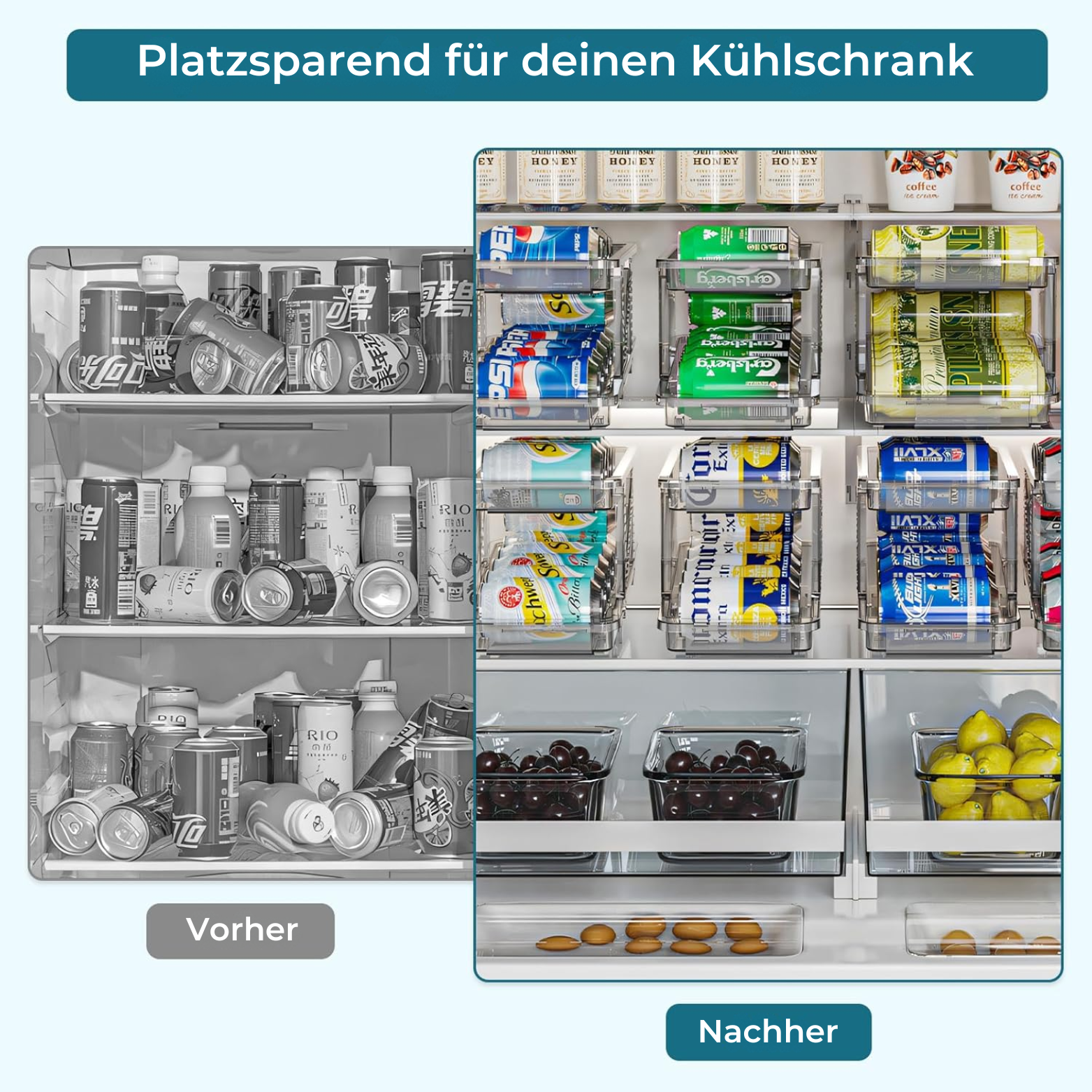TriKeeper Erweiterbarer Dosenhalter für Kühlschrank