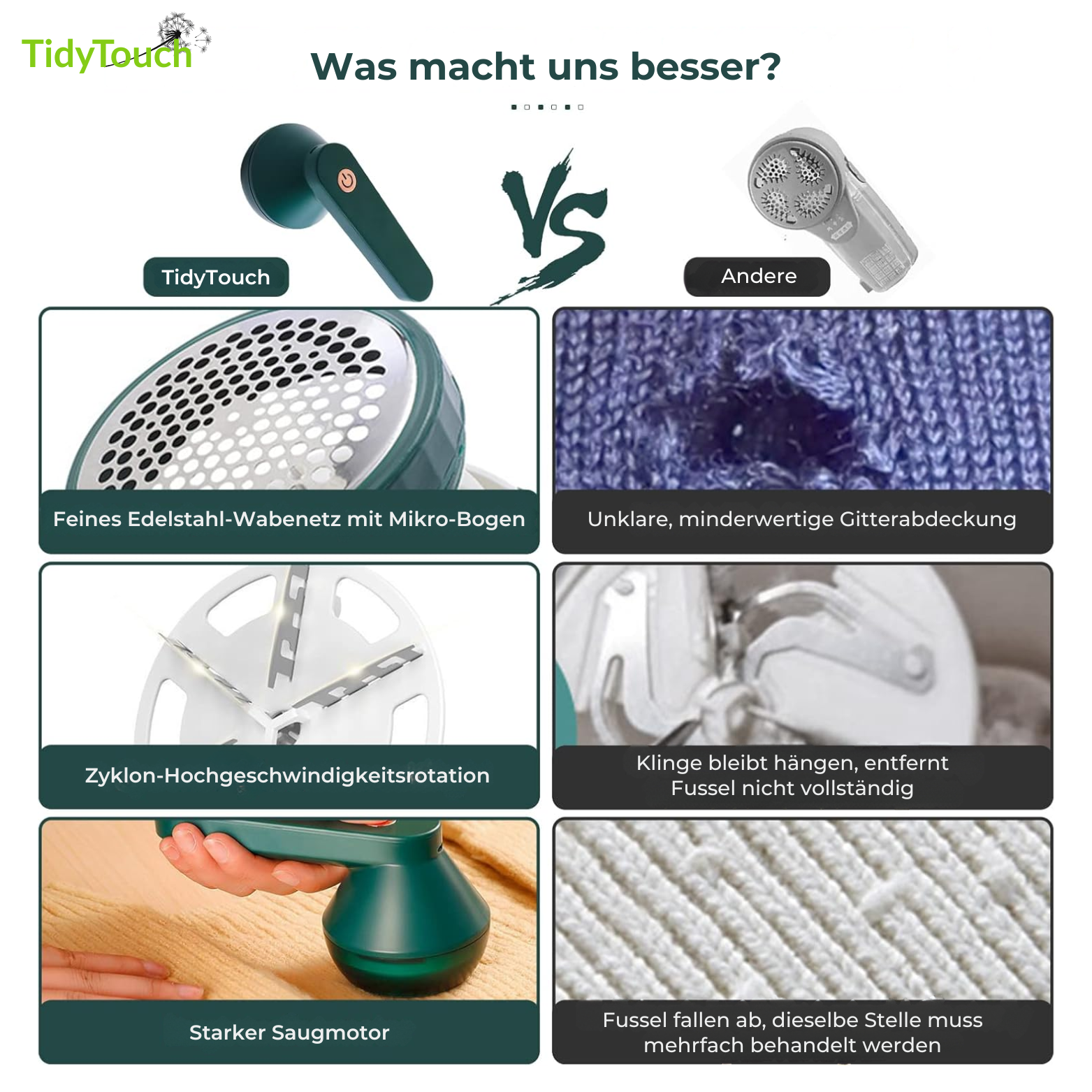 TidyTouch Wiederaufladbarer Fusselentferner