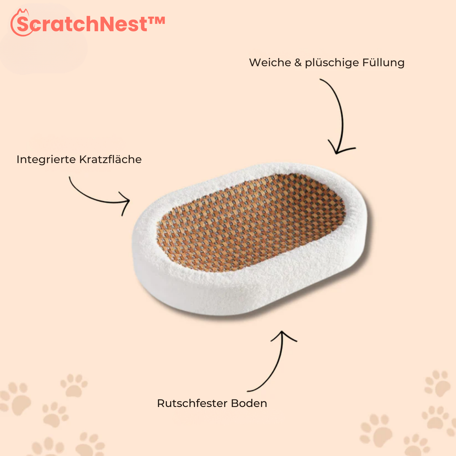 ScratchNest™ Plüsch Katzenkorb mit Kratzfläche
