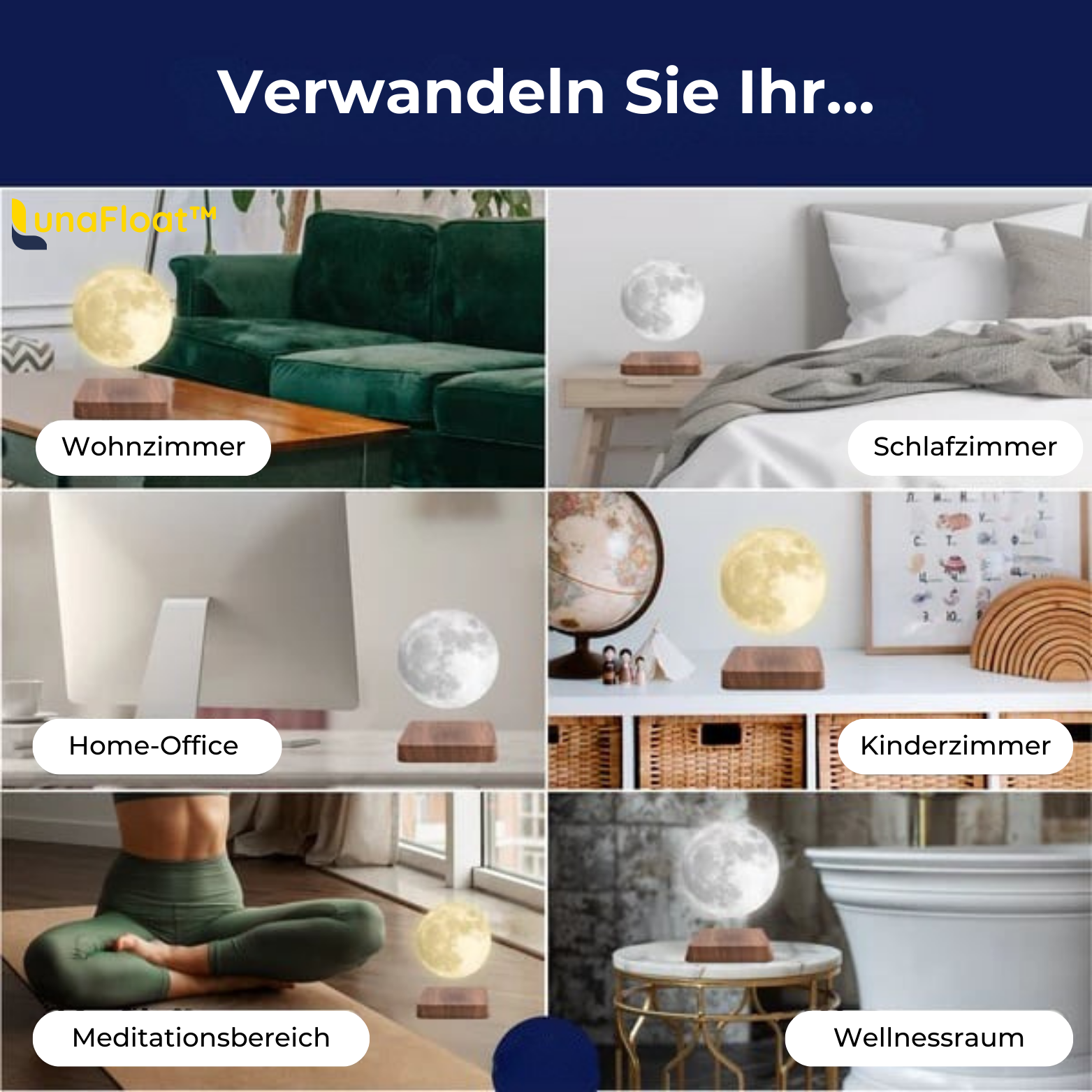 LunaFloat™ Schwebende Mondlampe mit 16 Farben LED