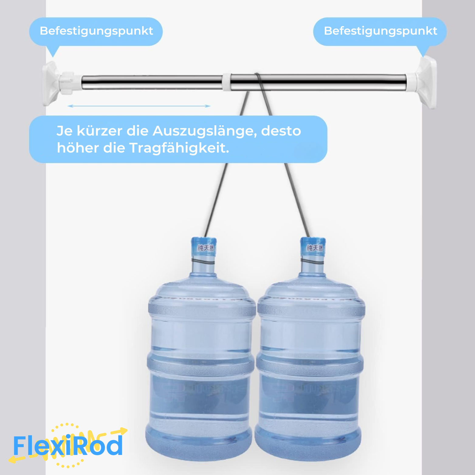 FlexiRod™ Teleskopstange ohne Bohren