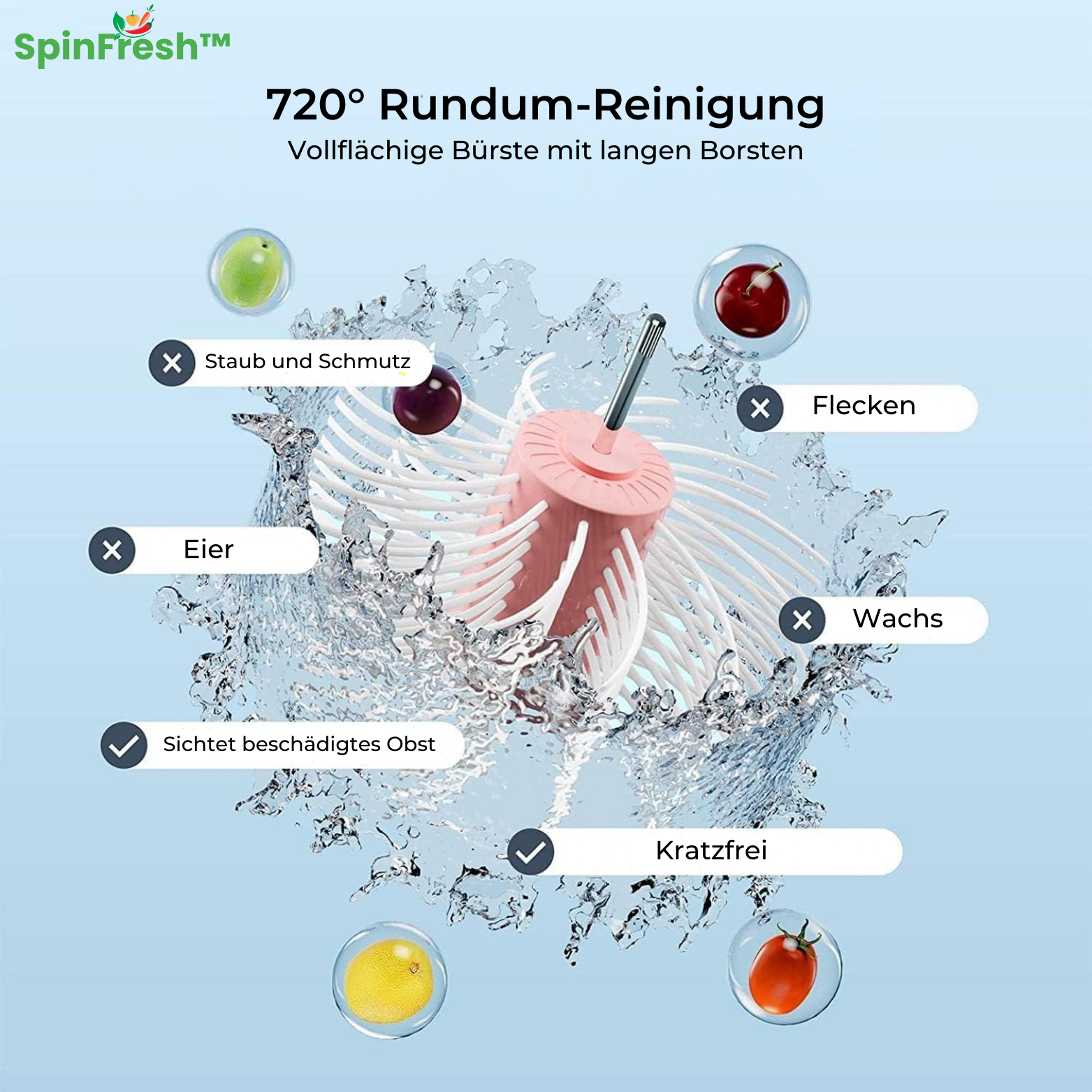 SpinFresh™ Obst- und Gemüsewaschspinner mit Selbstentwässerung