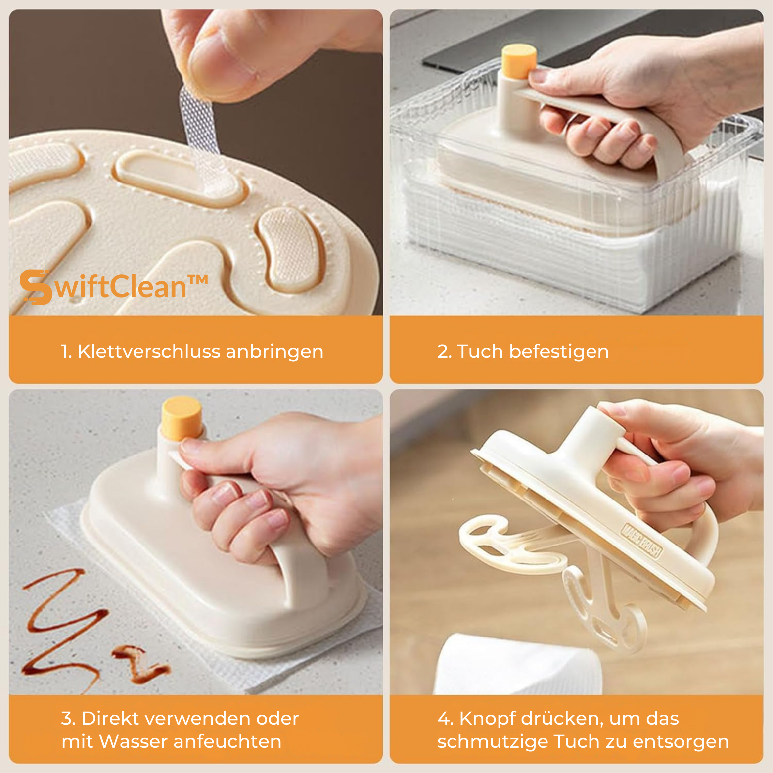 SwiftClean™ Magic-Bürste – Klickbare Wechselköpfe