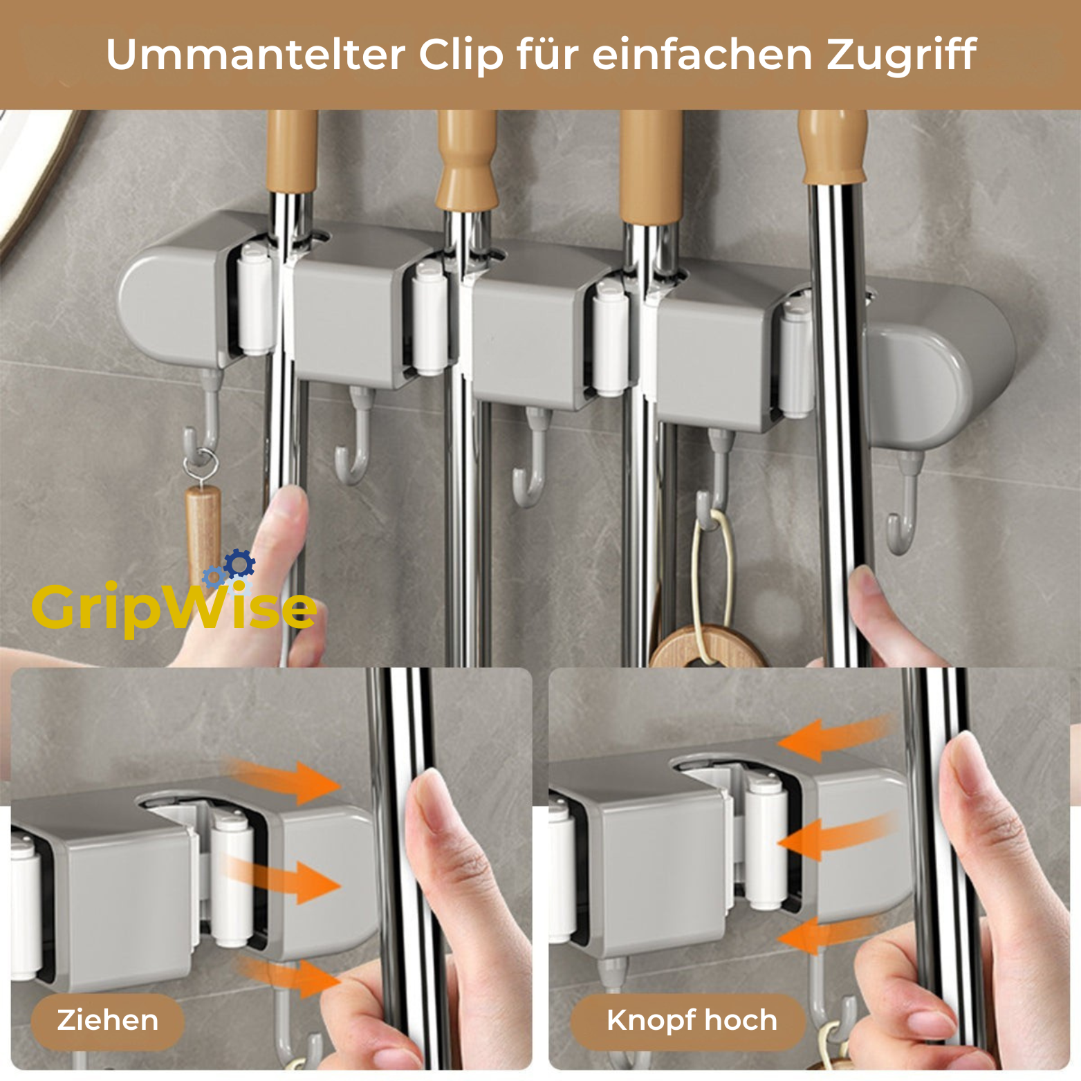 GripWise Besenhalter Wand
