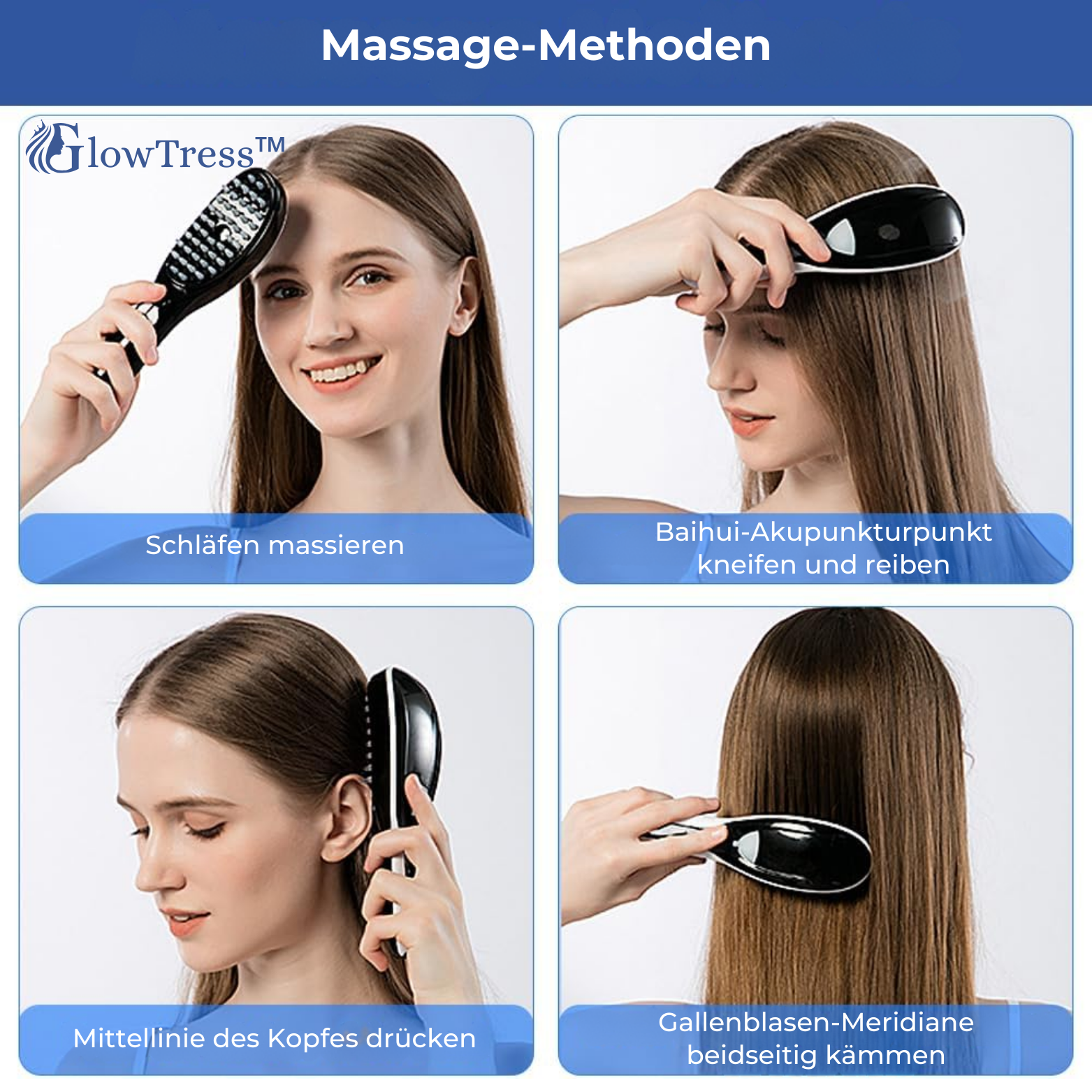 GlowTress™ Elektrische Haarbürste mit Kopfhautmassage und Ölspender