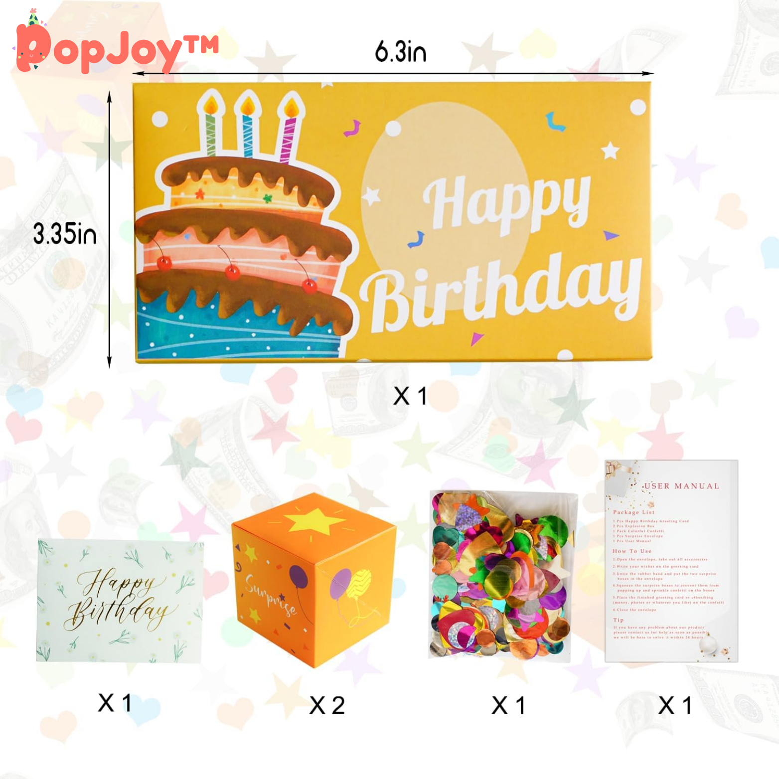 PopJoy™ Pop-Up Geburtstagskarte mit Konfetti