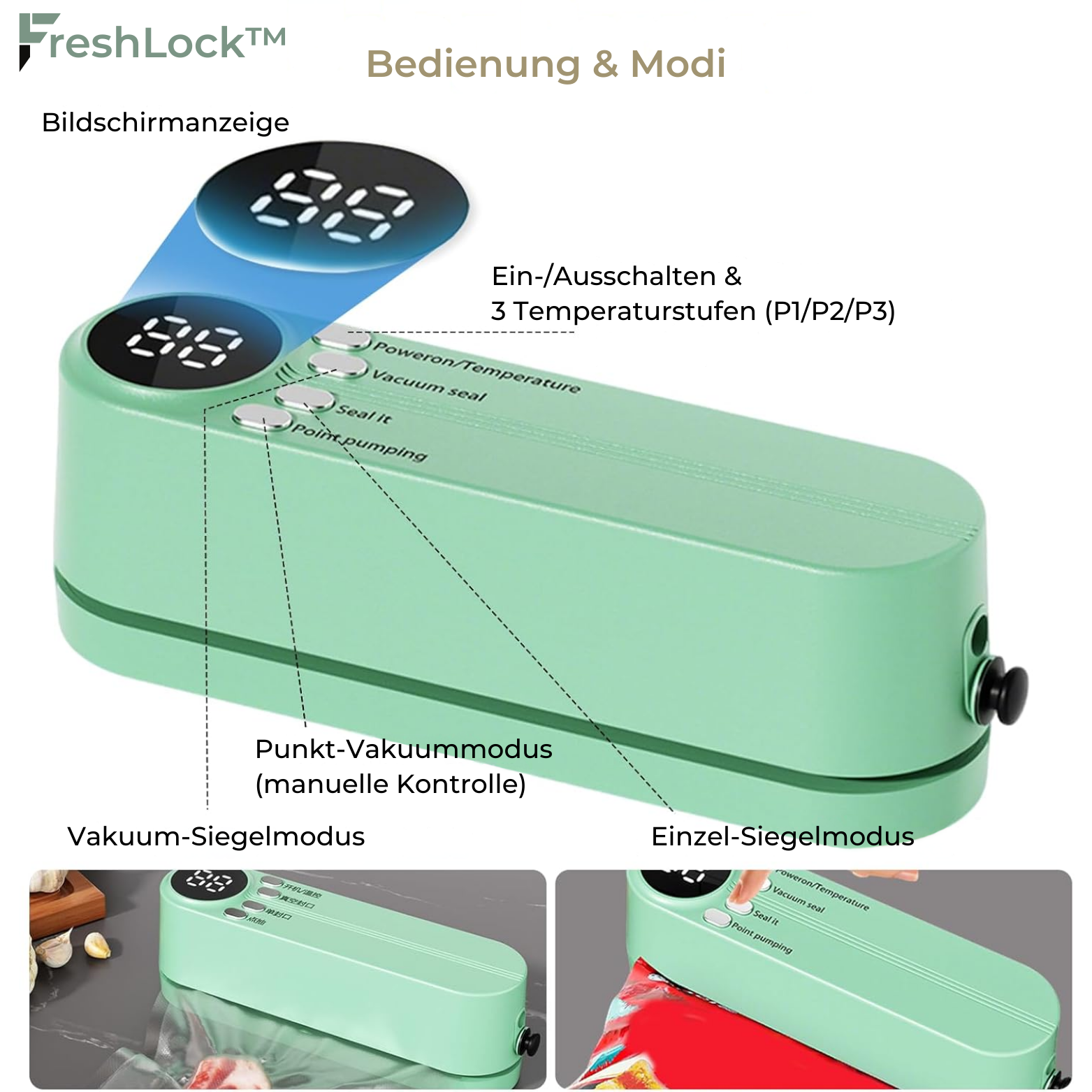 FreshLock™ Mini Vakuumiergerät 7-in-1 mit Beuteln