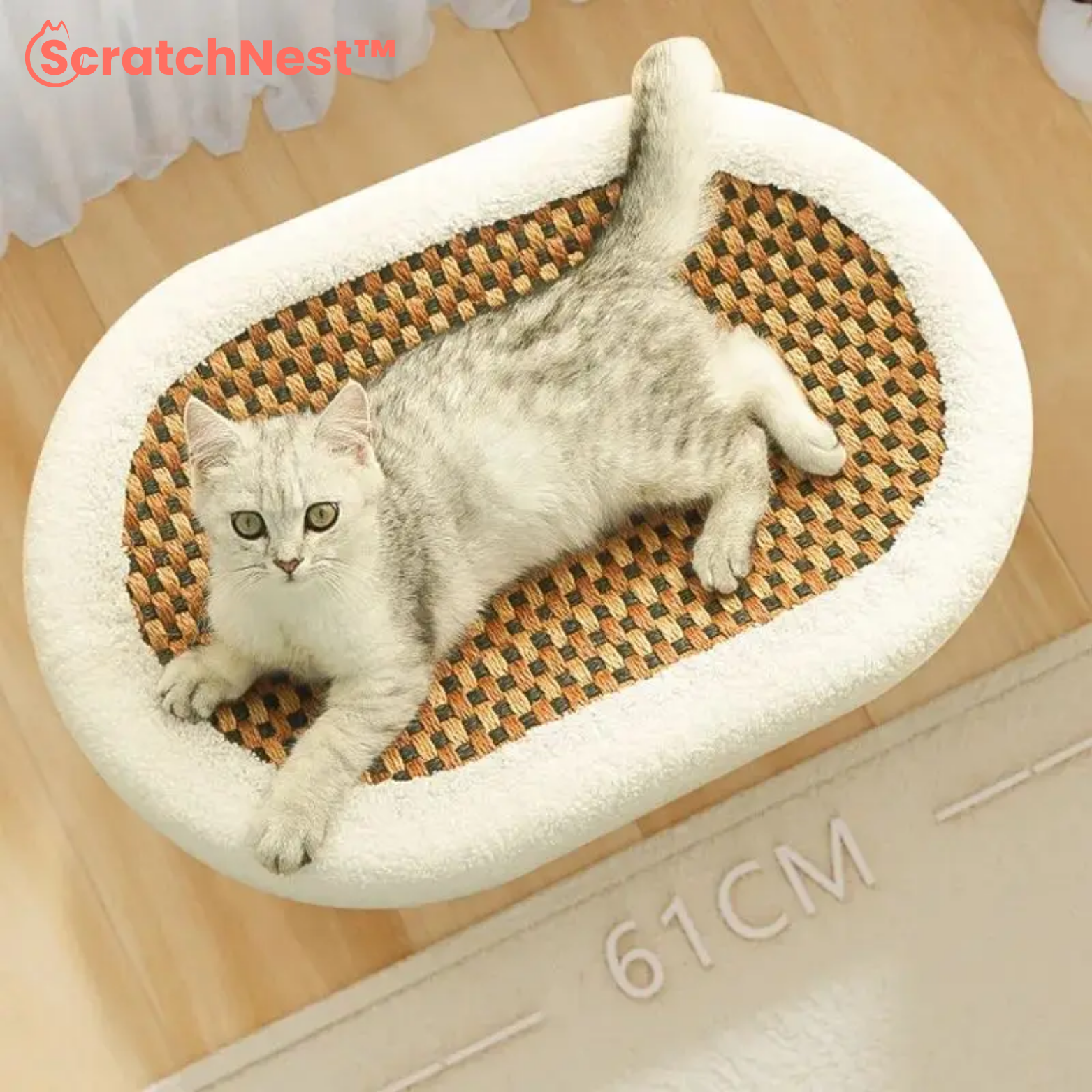 ScratchNest™ Plüsch Katzenkorb mit Kratzfläche