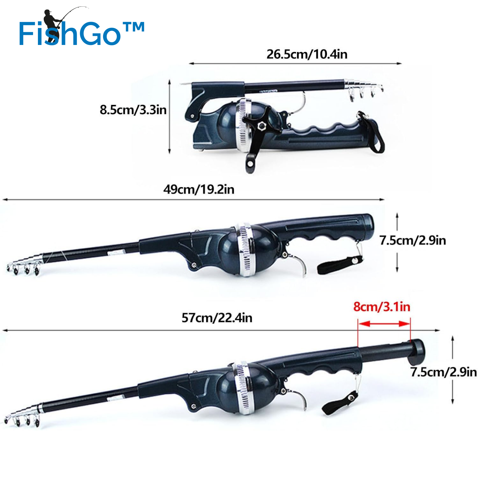 FishGo™ Teleskop Angelrute – Klappbar, Fiberglas