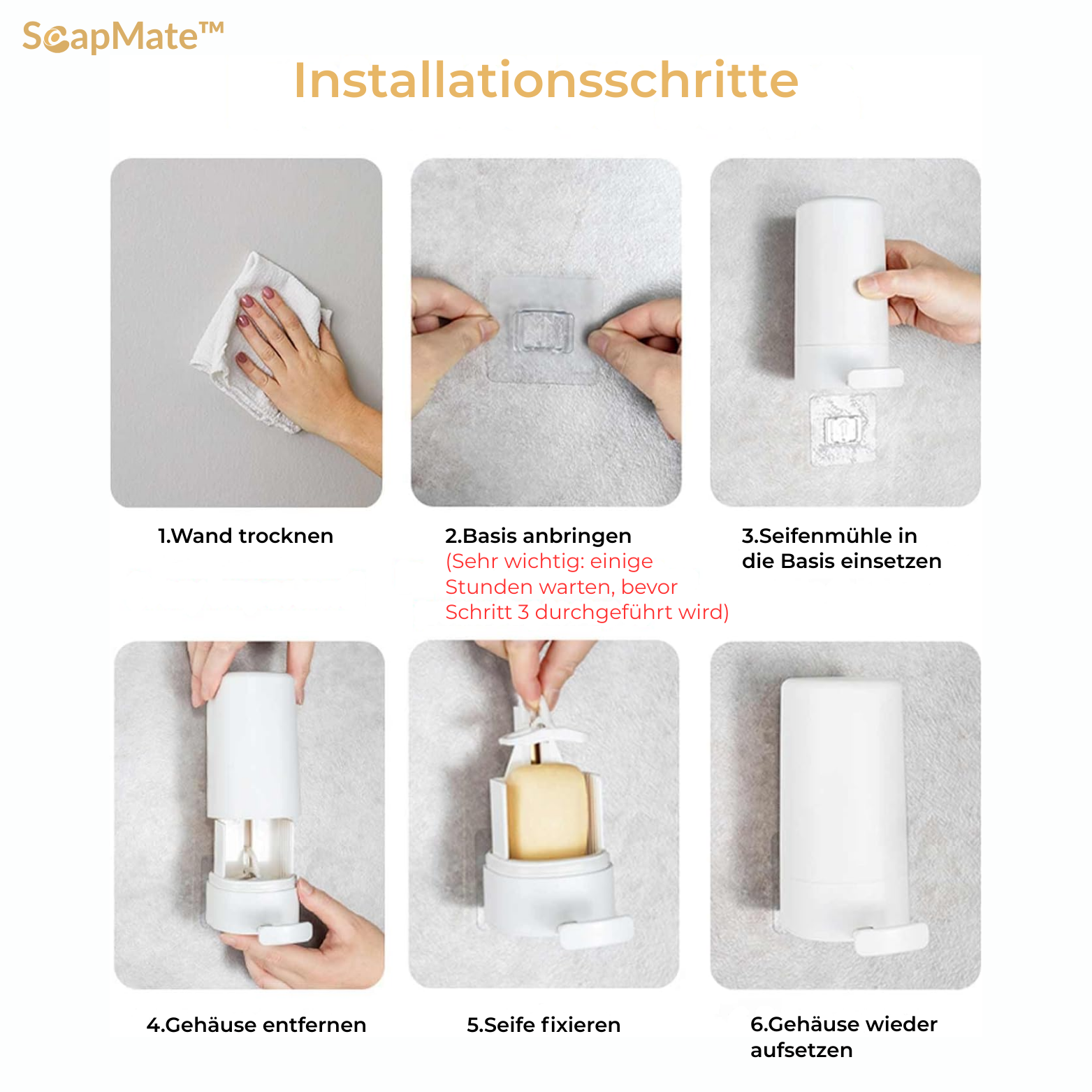 SoapMate™ Wandseifenmühle – Wandmontage ohne Bohren