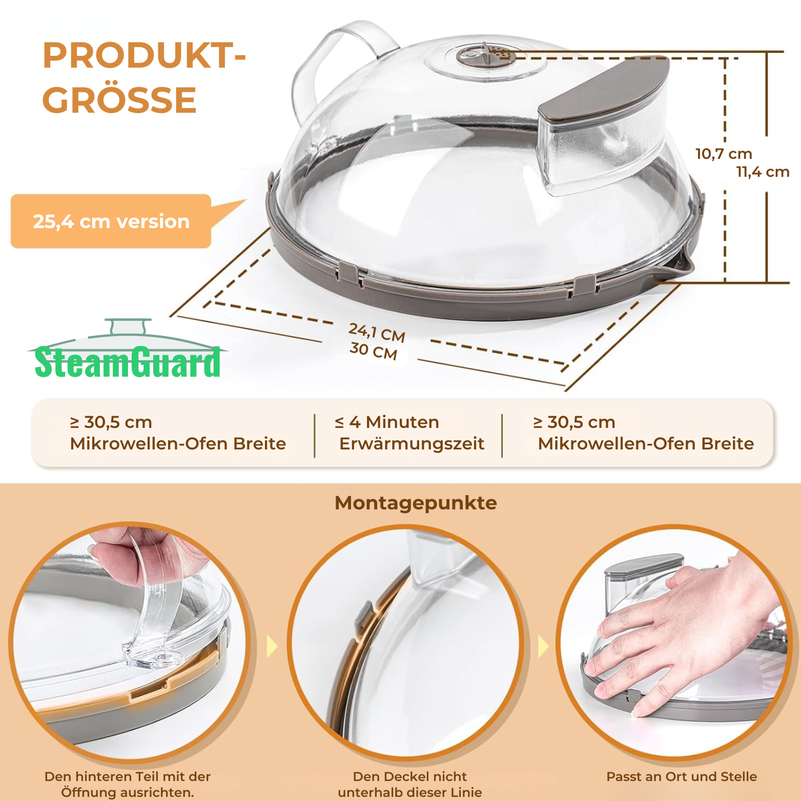 SteamGuard Mikrowellen Spritzschutz mit Dampffunktion