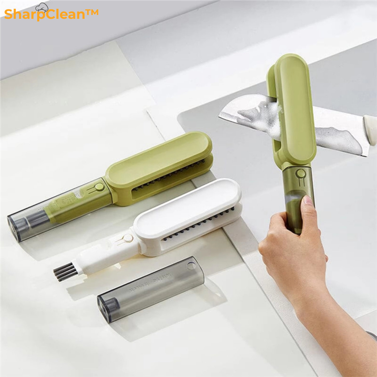 SharpClean™ Messer und Besteck Bürste 3-in-1