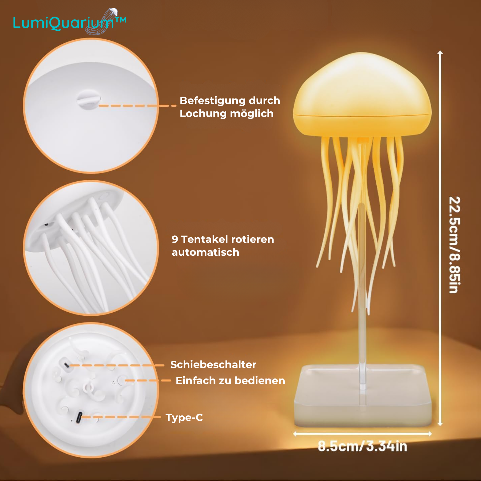 LumiQuarium™ LED Quallenlampe – Sensorisches Nachtlicht