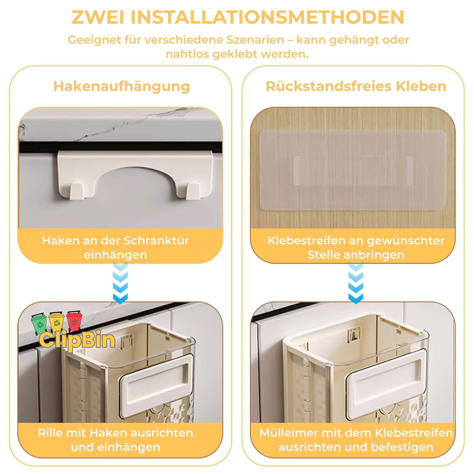 ClipBin Wand-Mülleimer mit Deckel